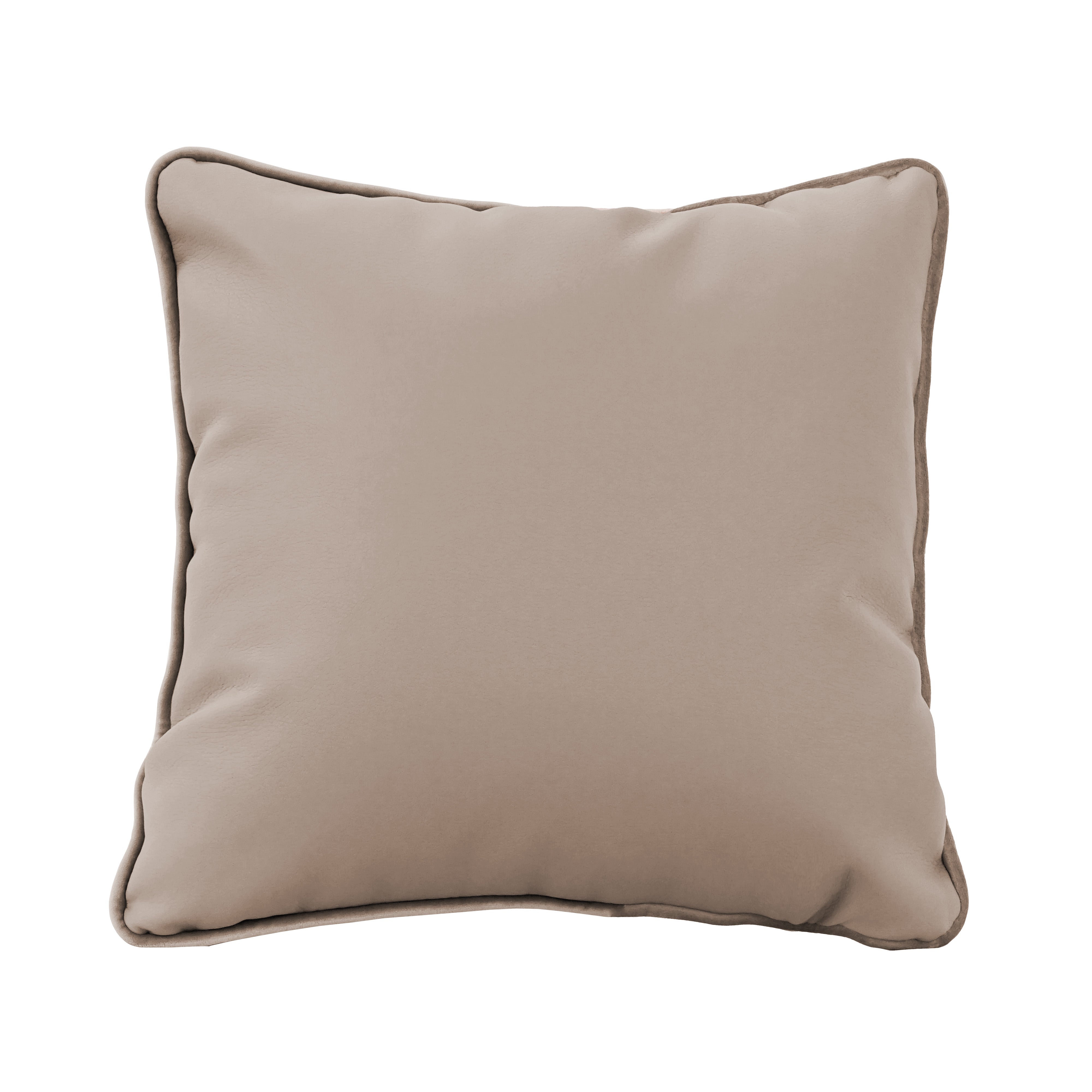15" x 15" Square Microfiber and Faux Leather Pillow with Piping, 2-Piece - Caffe