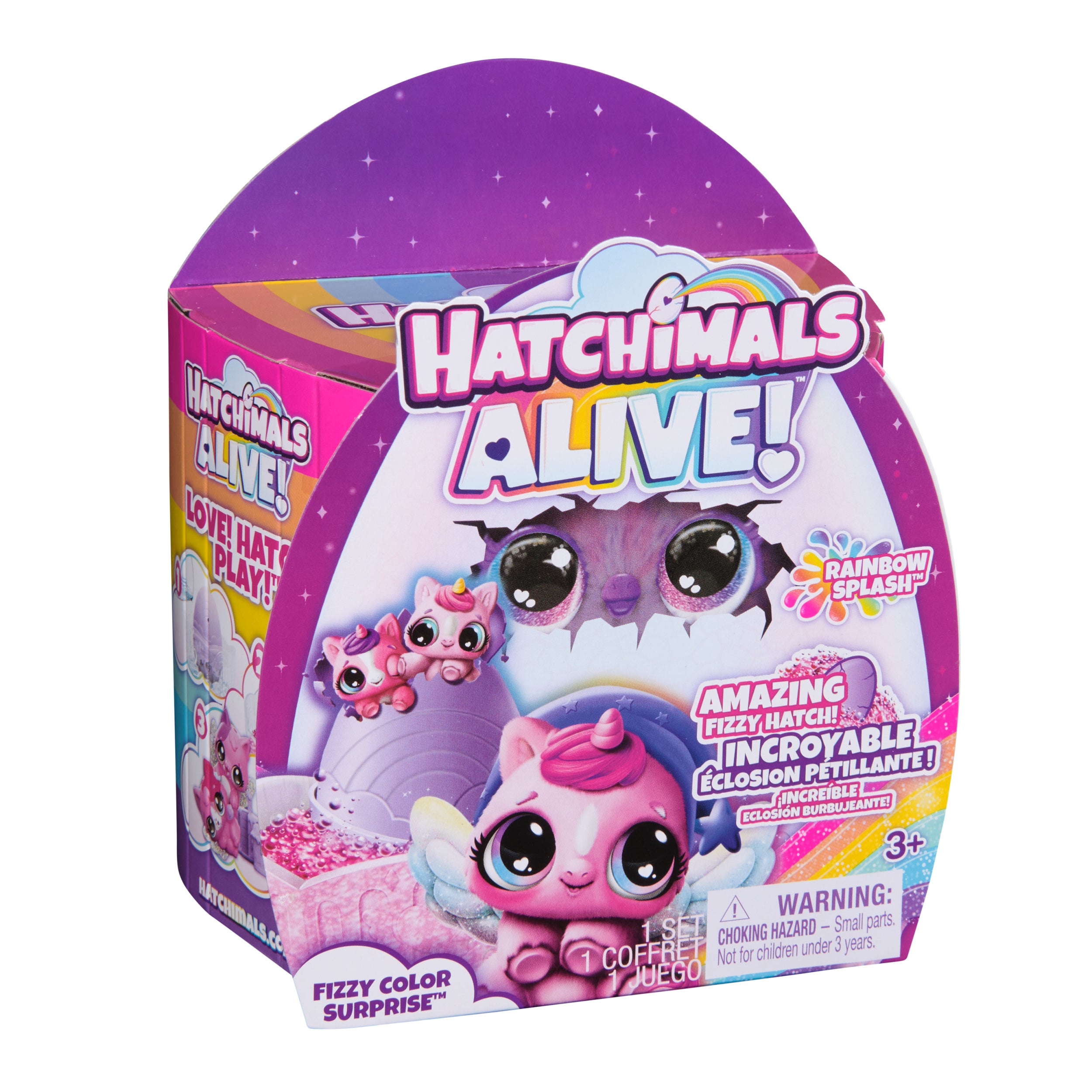 Hatchimals Alive, Rainbow Splash Fizzy Color Surprise Toy, Hatch Twins or Triplets from Color Reveal Egg Style May Vary, Kids Toys for Girls & Boys