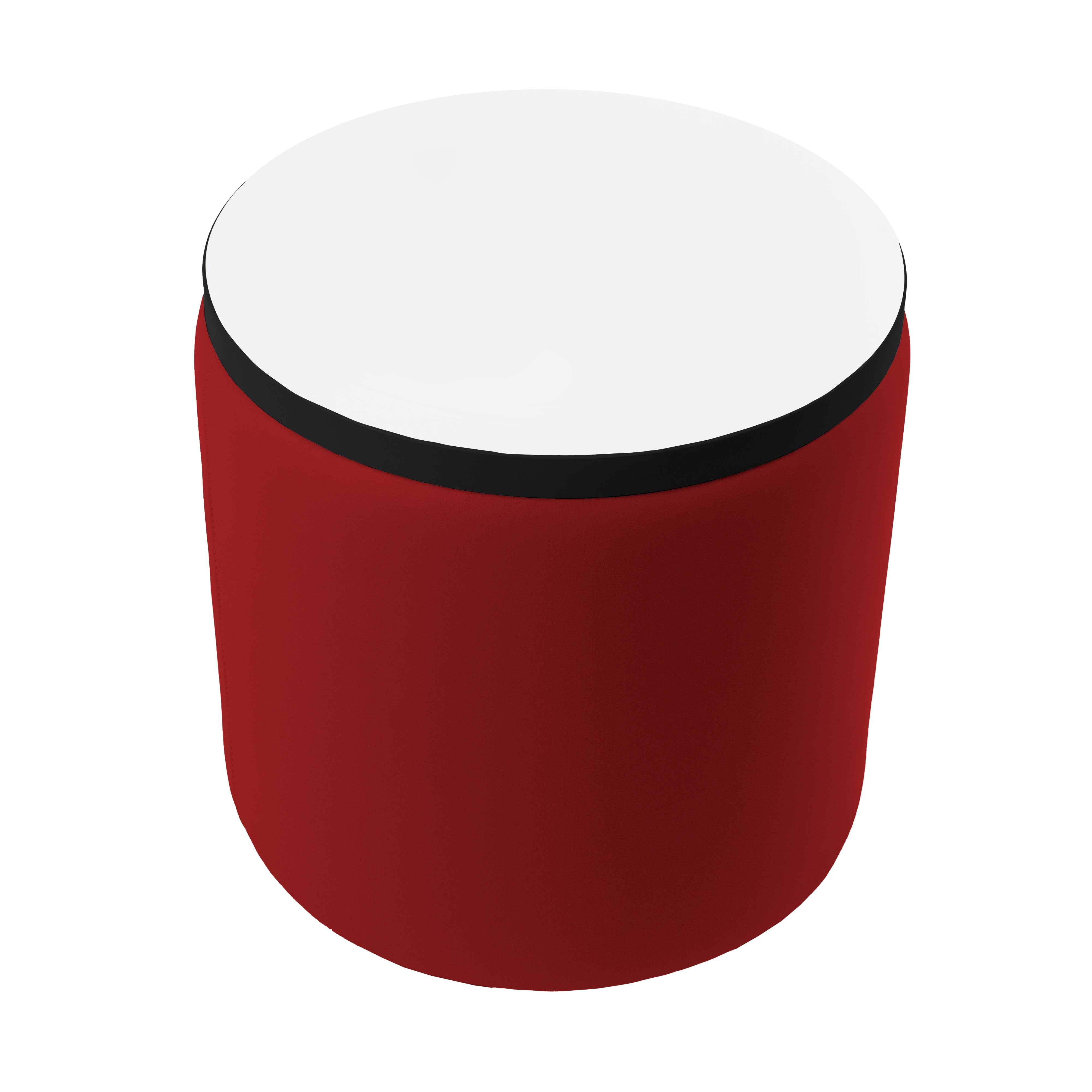Pro Series Upholstered 18" Round Dry-Erase Ottoman Table 18" Height - Crimson/Whiteboard