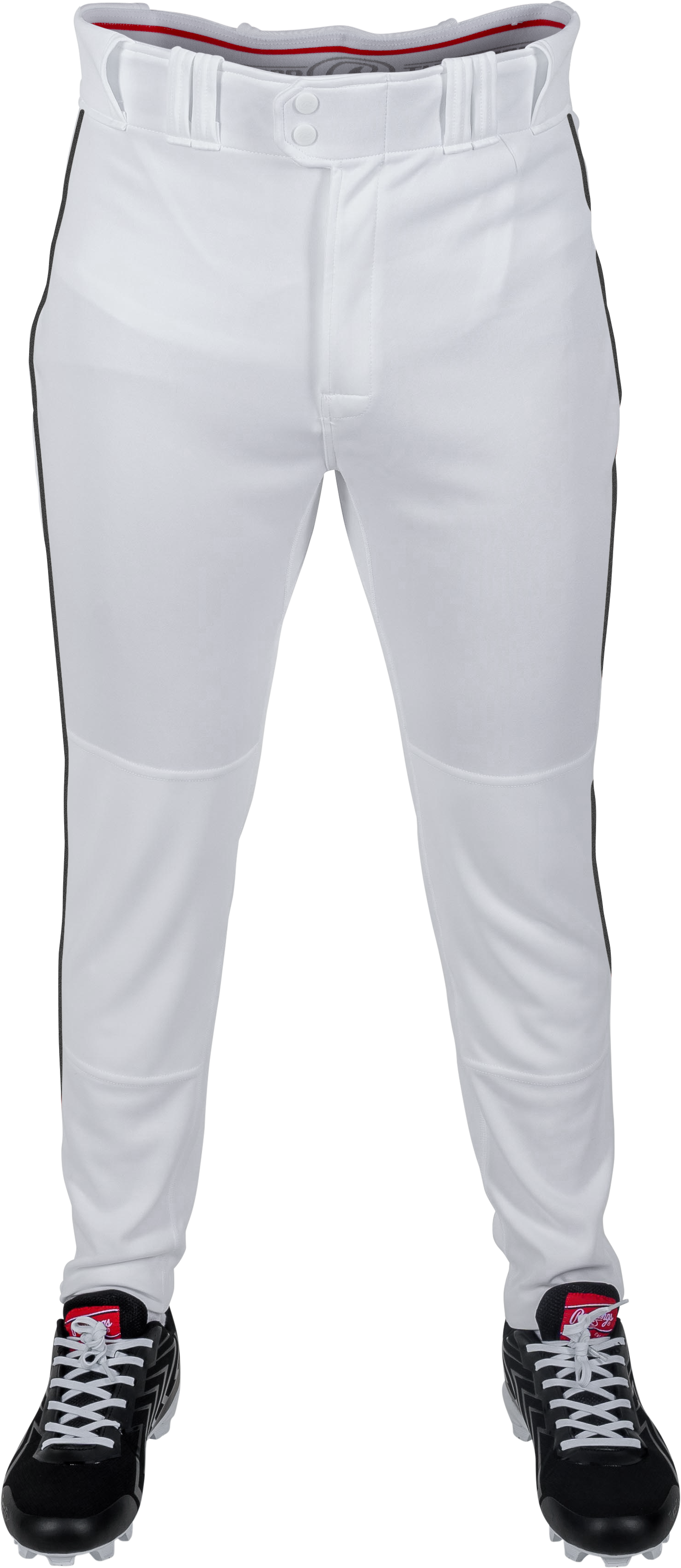 Rawlings Adult Plated Piped Pro Taper Fit Pant - Small - White/Black
