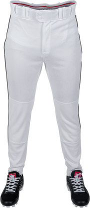 Rawlings Adult Plated Piped Pro Taper Fit Pant - Small - White/Black