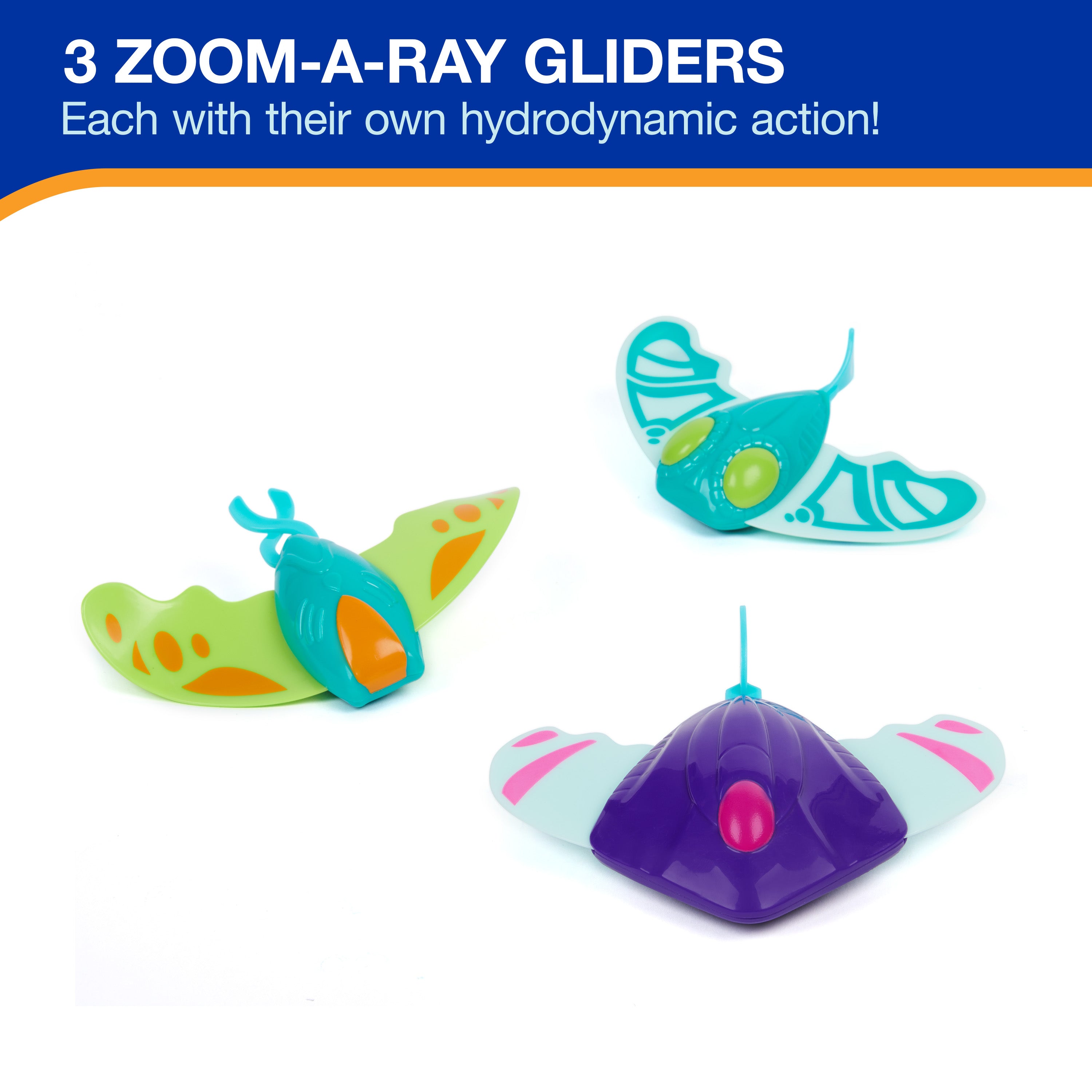 Swimways Zoom-A-Rays Water Toys, Kids Pool Toys for Swim Training, Outdoor Games for Kids Aged 5 & Up, 3-Pack