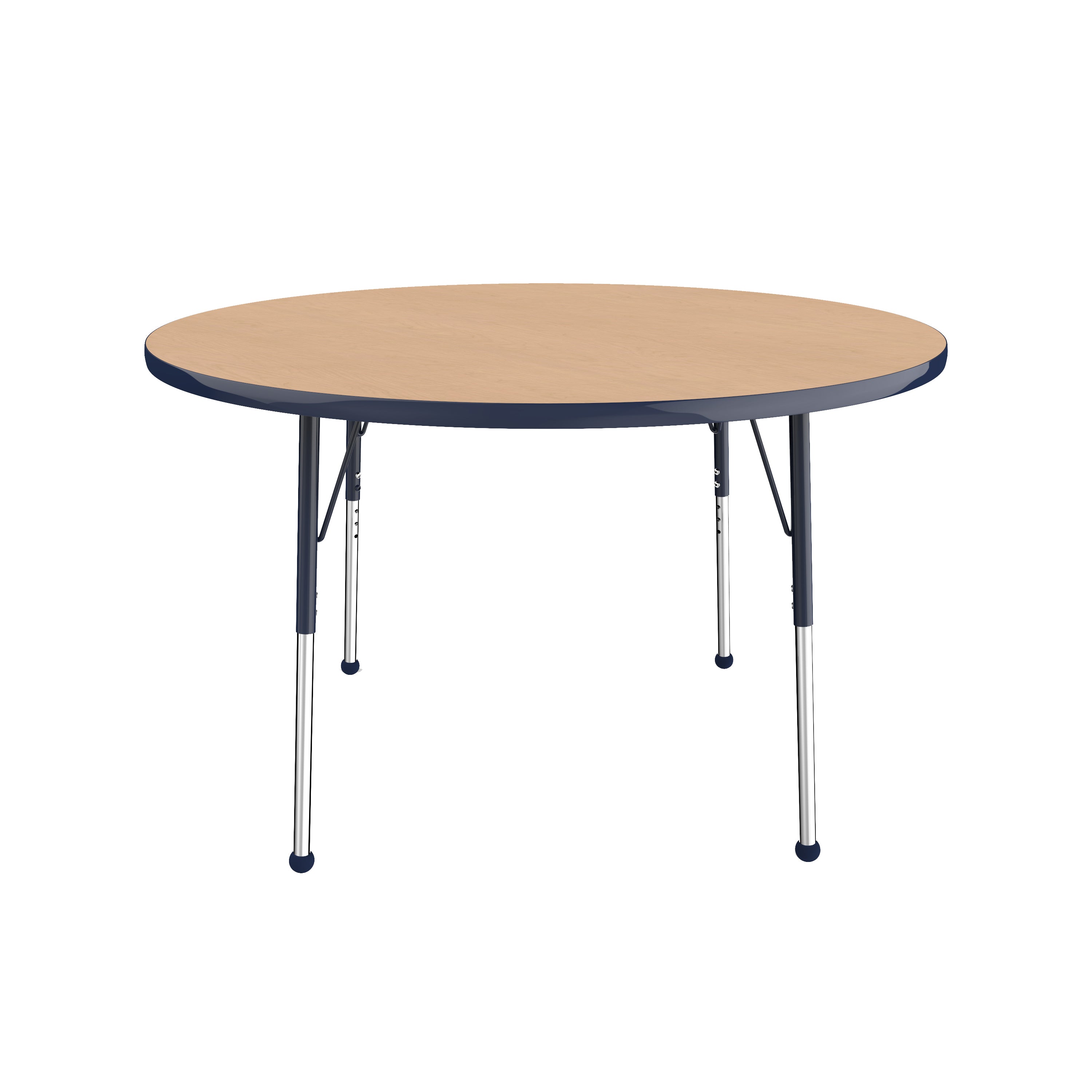 48" Round T-Molding Activity Table with Adjustable Standard Ball Glide Legs - Maple/Navy