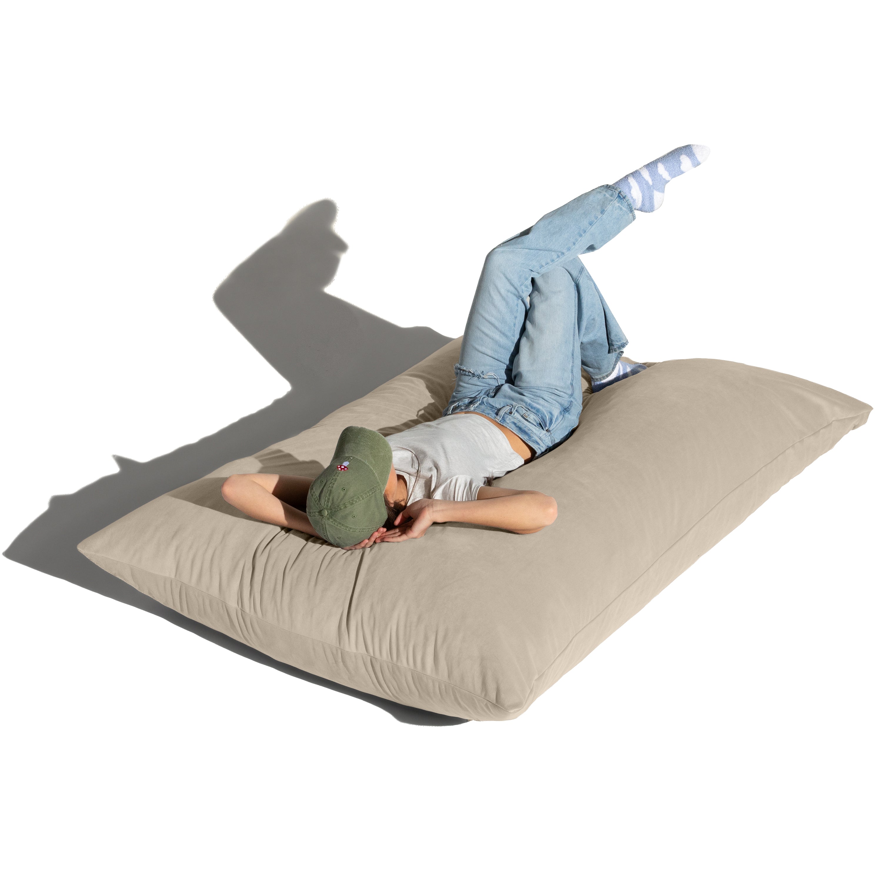 Jaxx Pillow Saxx 5.5-Foot Décor Bean Bag Giant Floor Pillow Lounge, Lush Velvet Ivory
