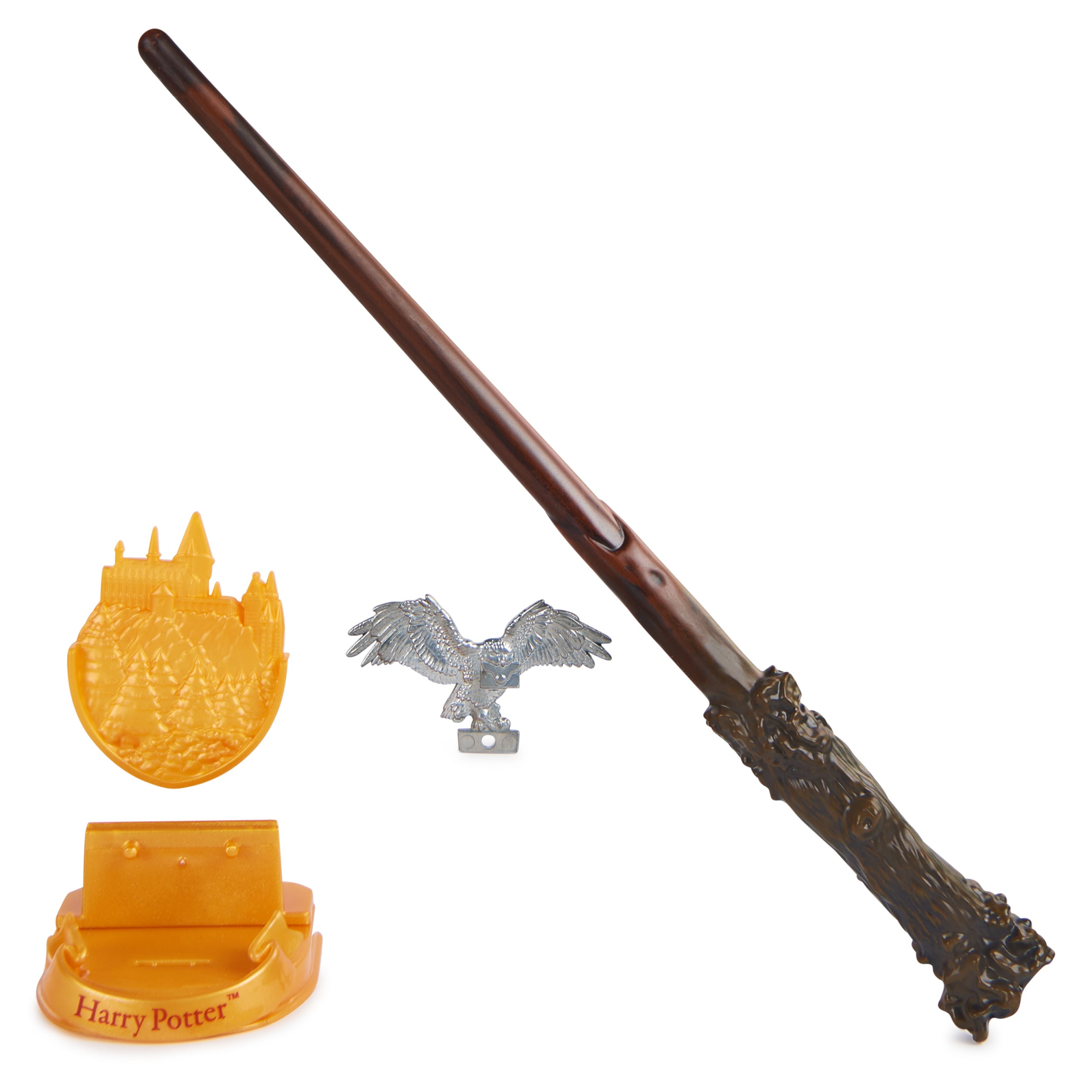 Wizarding World Harry Potter, 12-inch Magical Collector Harry Potter Wand with Stand & Die-cast Icon, Magical Creatures, Accessory for Halloween Costumes