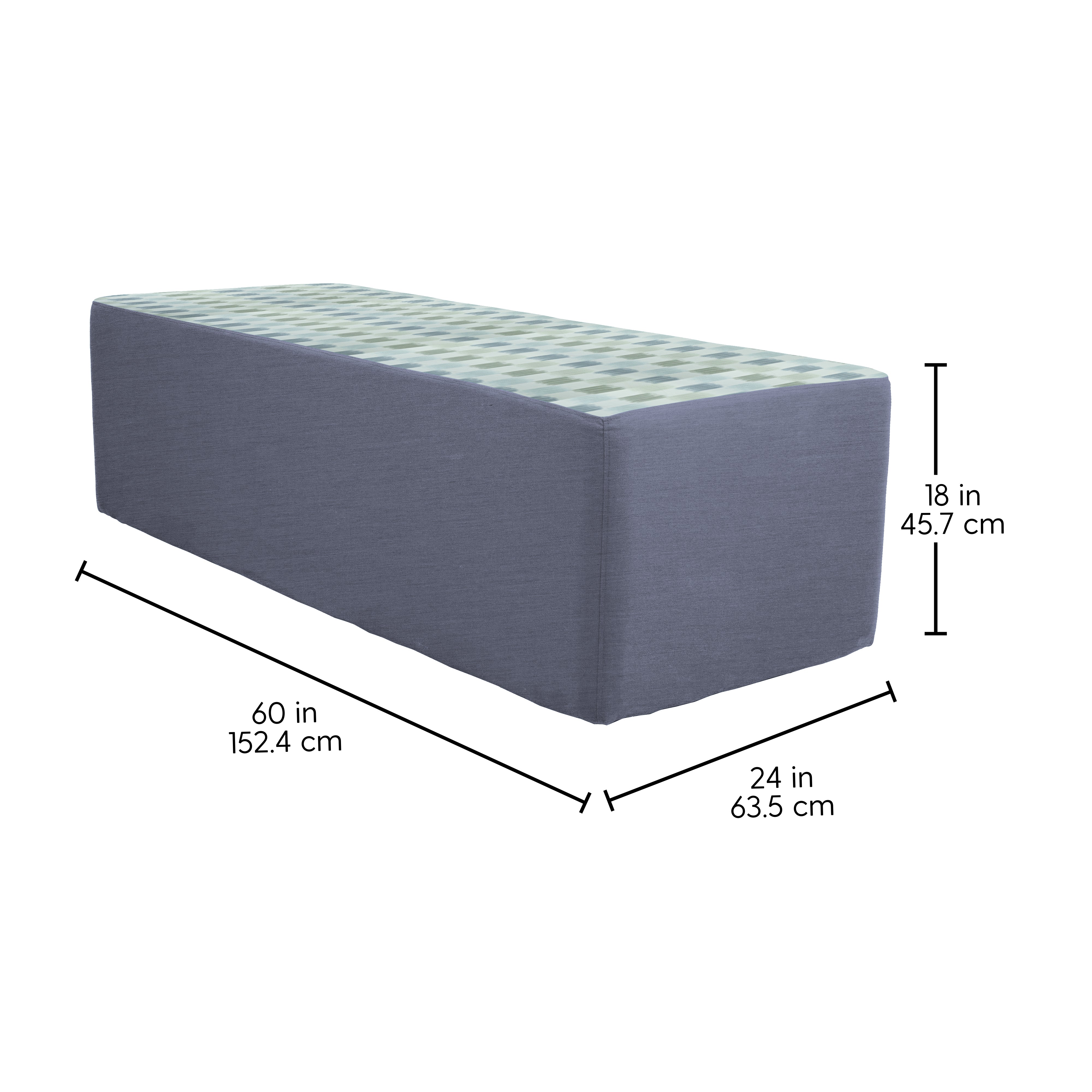 Outdoor 24" x 60" Rectangle Ottoman with Sunbrella, 18" H - Dream Mist/Canvas Haze