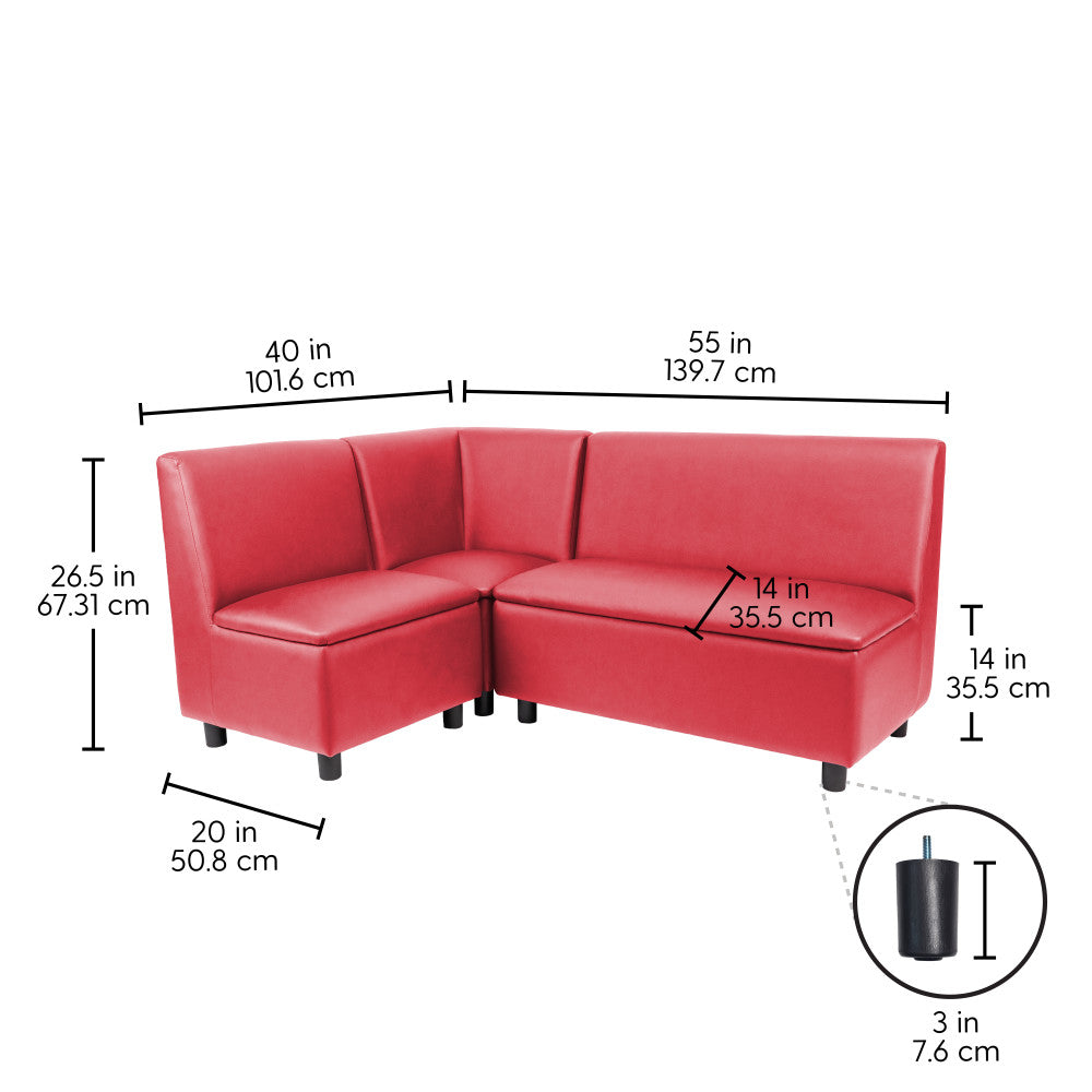 Kid Comfort Collective Modular L-Shaped Seating, 3-Piece Set - Red