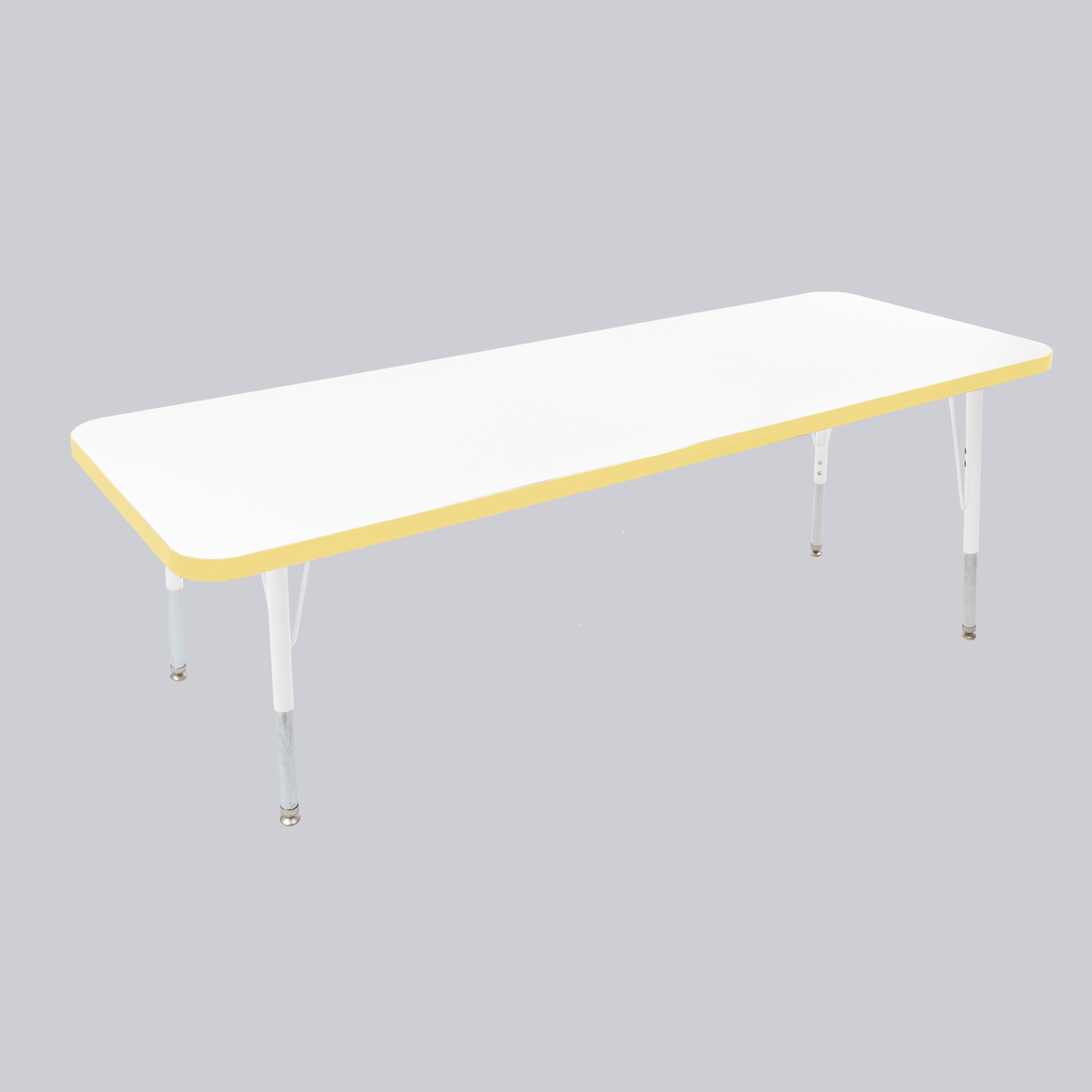 24" x 60" Rectangle Thermofused Activity Table with Adjustable Standard Swivel Glide Legs - White/Squash/White