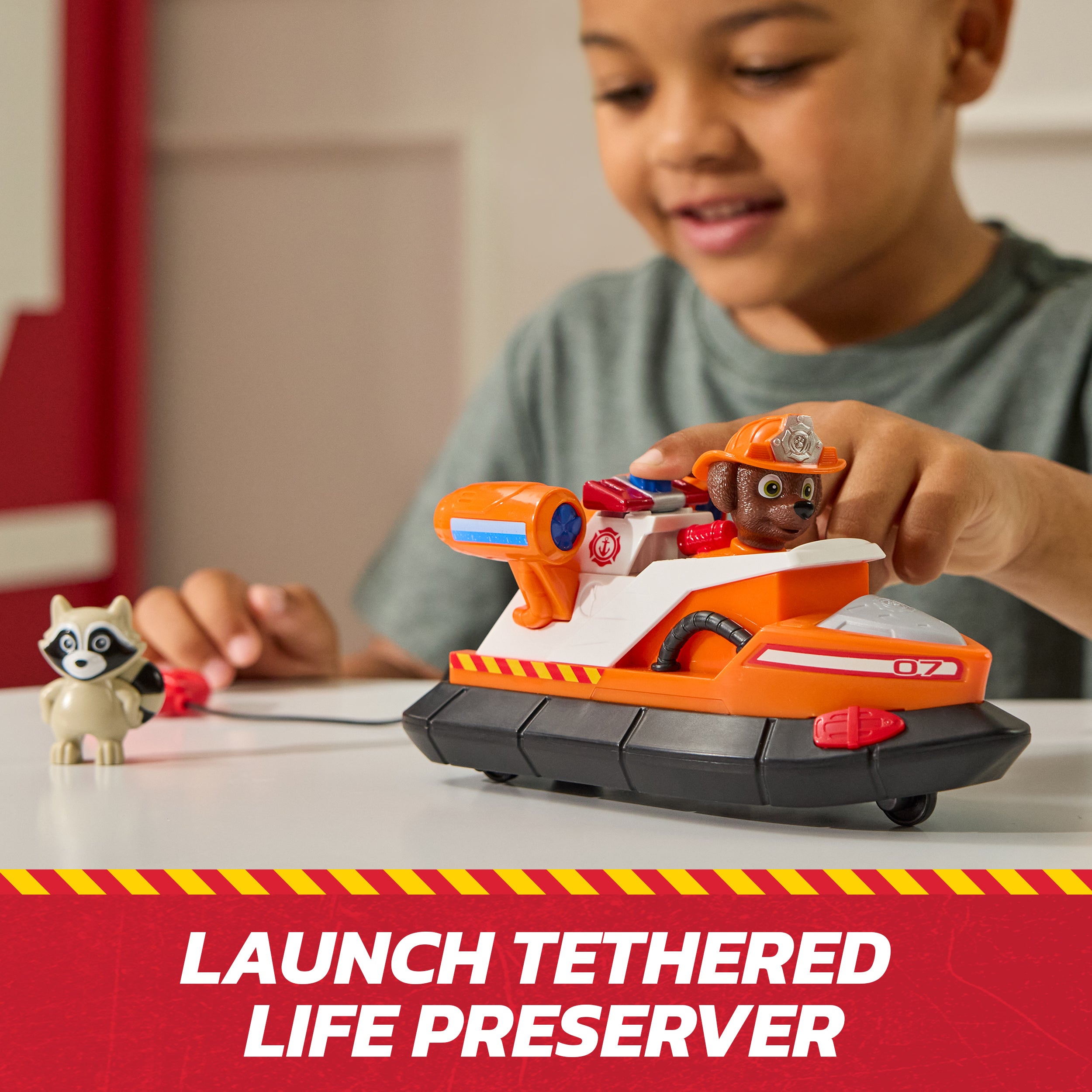 PAW Patrol Fire Rescue: Zuma Rescue Fire Boat with Action Figure, Launching Lifesaver, Raccoon & Toy Boat, Kids Toys for Boys & Girls Ages 3 and Up