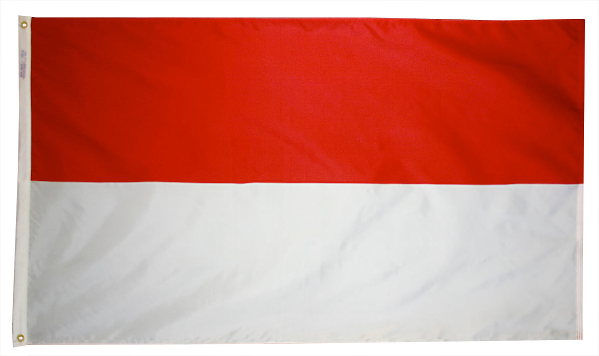 Indonesia Flag 3x5 ft. Nylon SolarGuard Nyl-Glo 100% Made in USA to Official United Nations Design Specifications.
