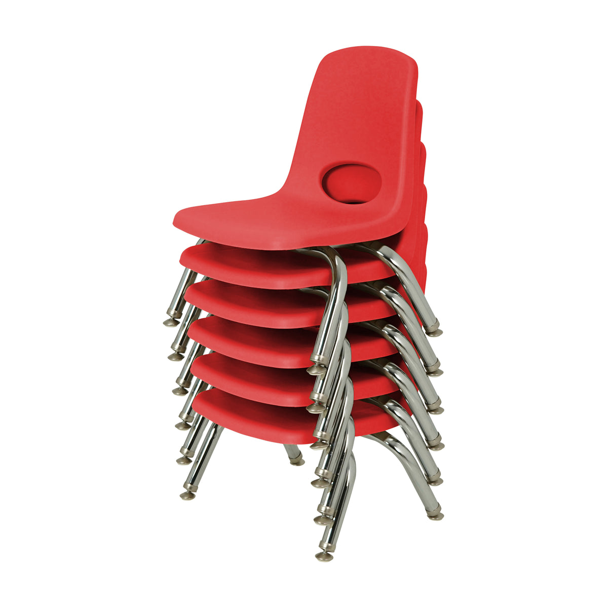 8" Stack Chair with Swivel Glides, 6-Pack - Red