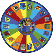 Read All About It 13'2" Round area rug in color Multi