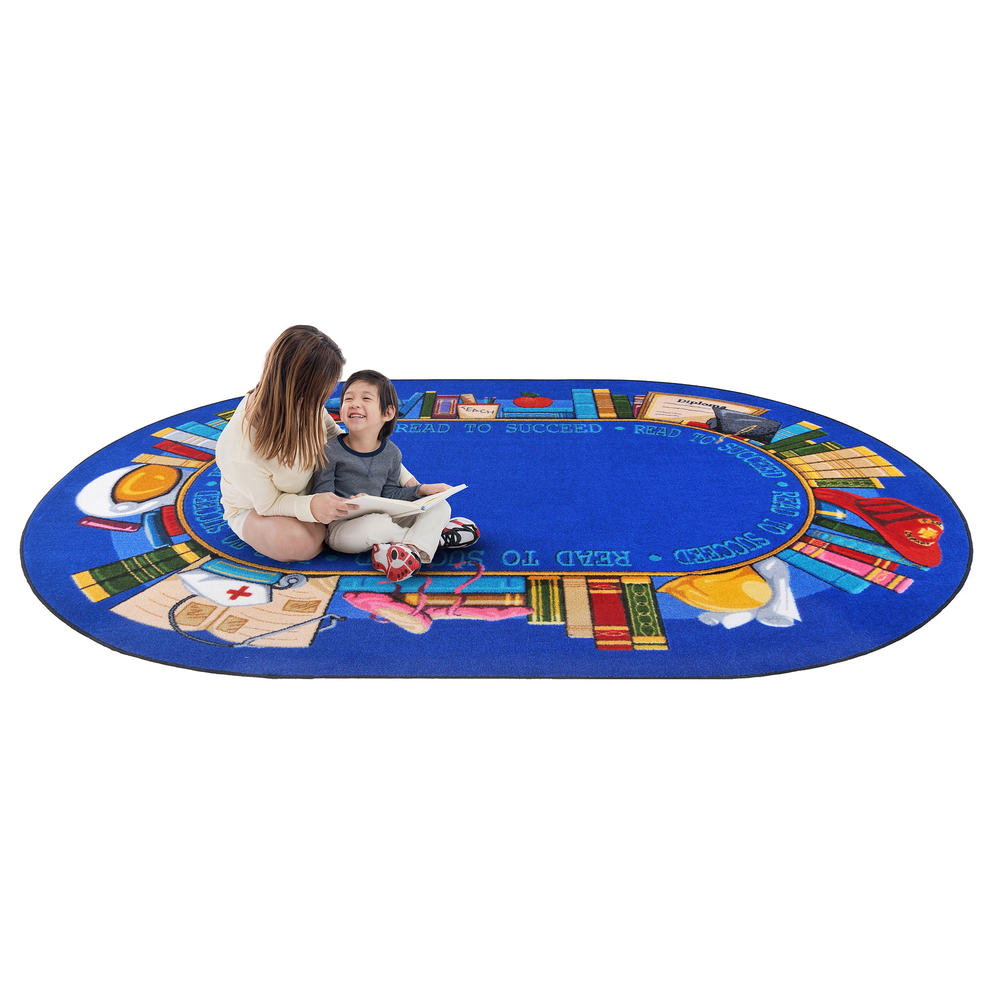 Read to Succeed 10'9" x 13'2" Oval area rug in color Multi