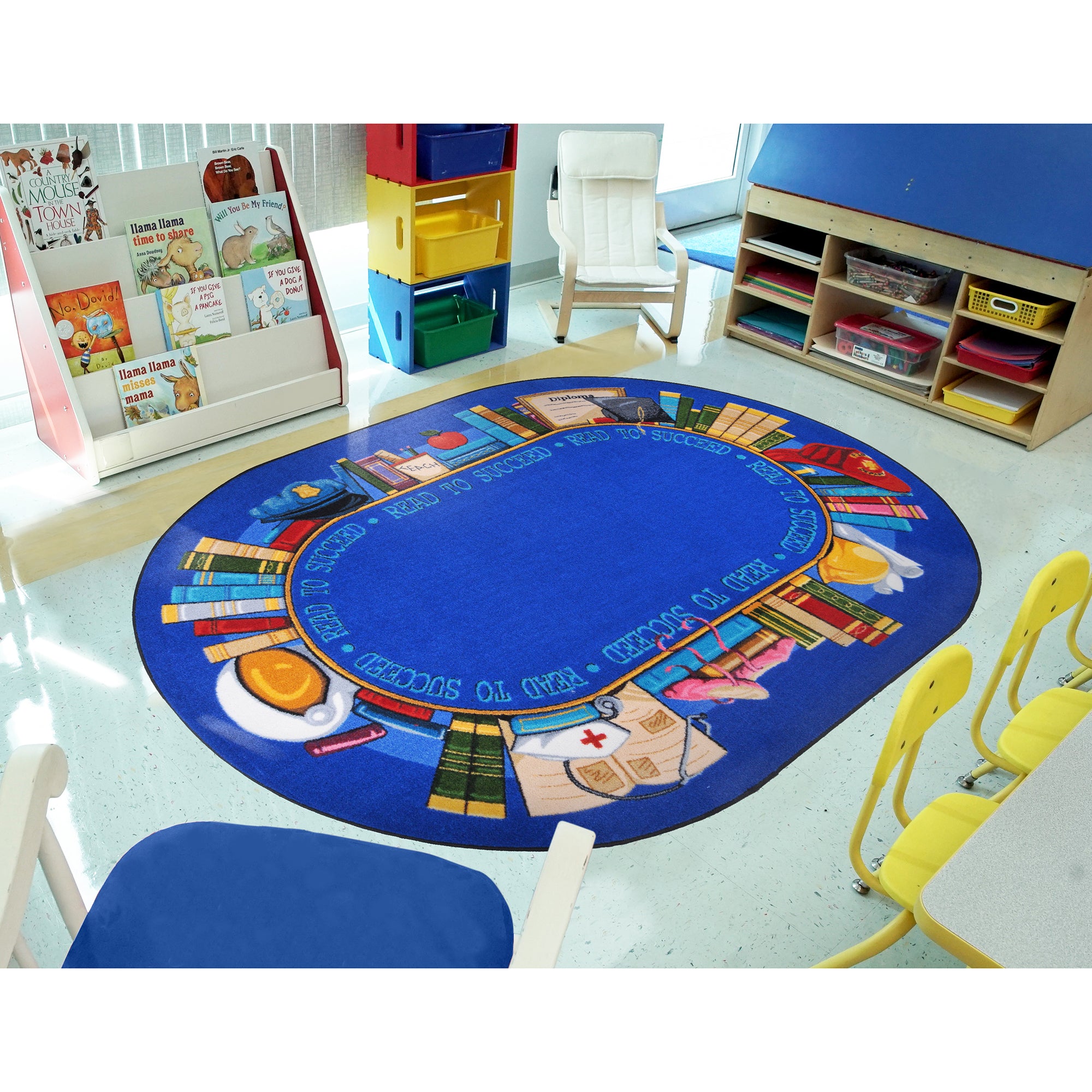 Read to Succeed 10'9" x 13'2" Oval area rug in color Multi