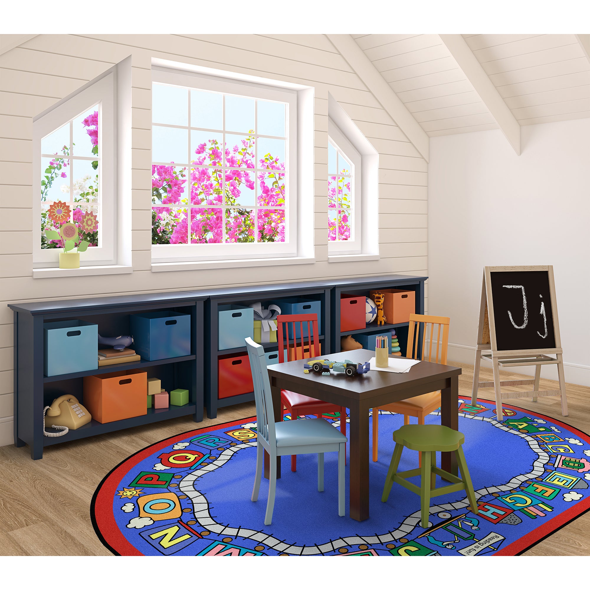 Reading Train 5'4" x 7'8" Oval area rug in color Multi