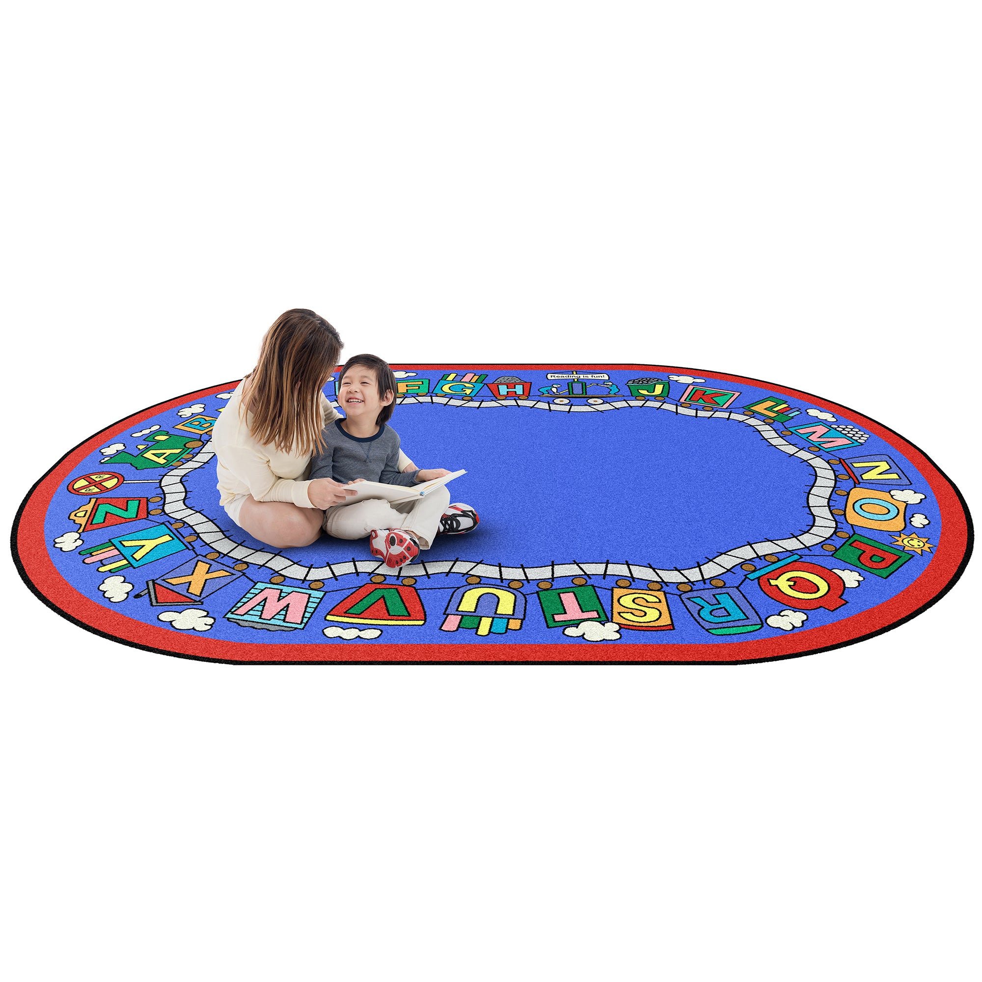 Reading Train 5'4" x 7'8" Oval area rug in color Multi