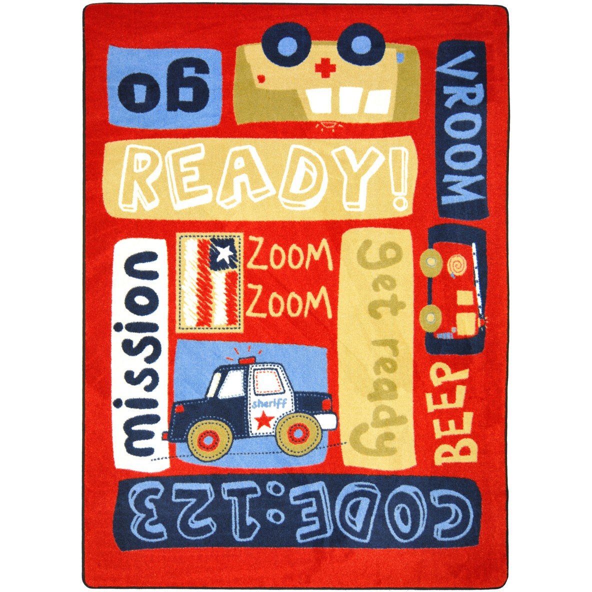 Ready, Set, Go! 3'10" x 5'4" area rug in color Multi