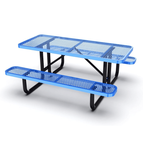 6' Rectangular Picnic Table, Expanded Metal,(72" Long) (Blue)