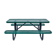 6' Rectangular Picnic Table, Expanded Metal, Green (72" Long) (Green)