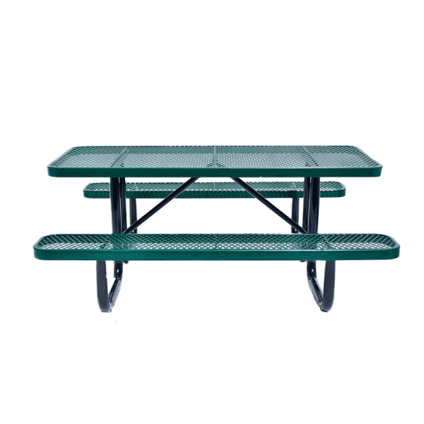 6' Rectangular Picnic Table, Expanded Metal, Green (72" Long) (Green)