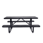 6' Rectangular Picnic Table, Expanded Metal, Black (72" Long) (Black)