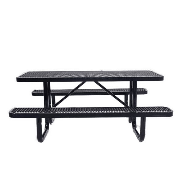 6' Rectangular Picnic Table, Expanded Metal, Black (72" Long) (Black)