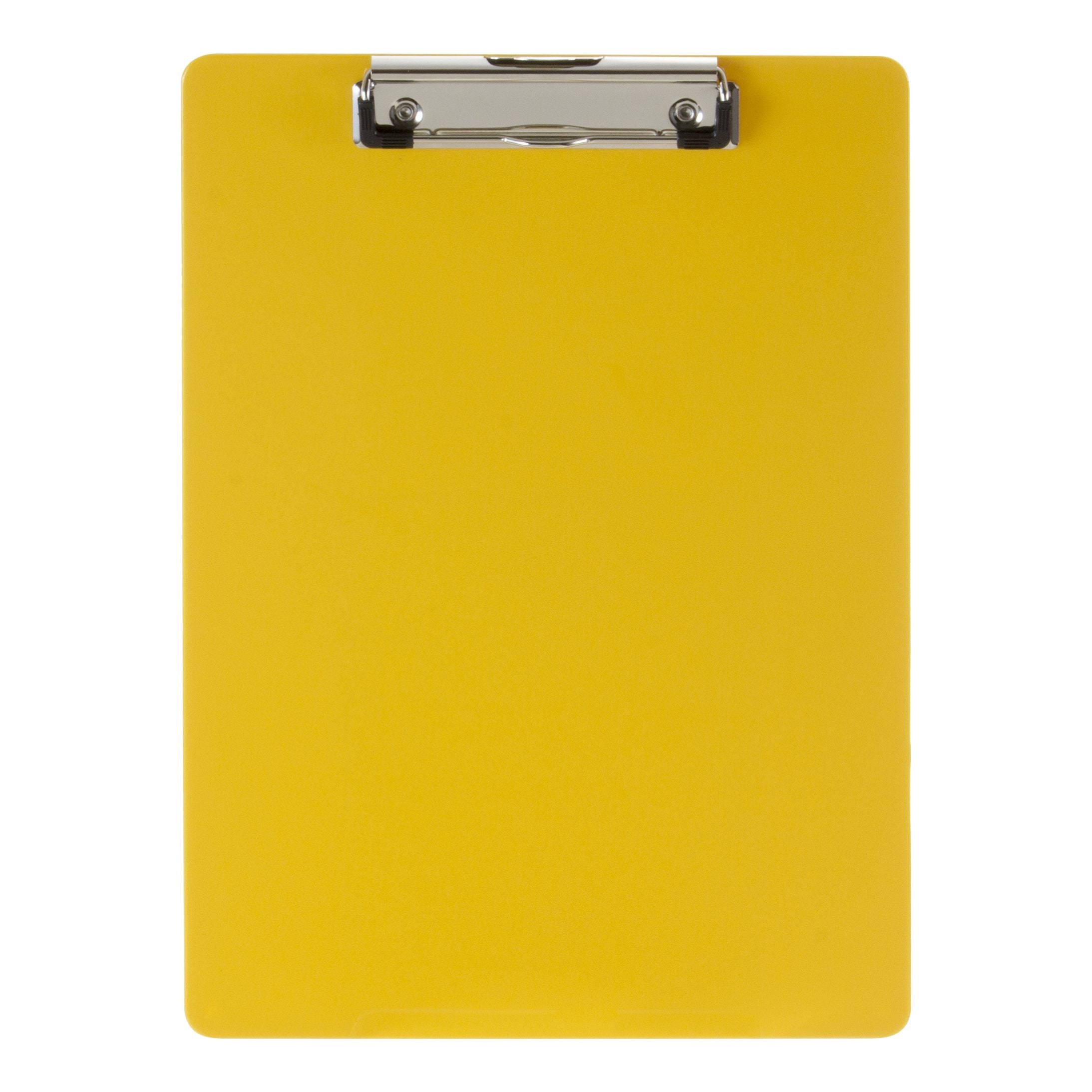 Recycled Plastic Clipboard, Low Profile Clip, Letter Size, Yellow