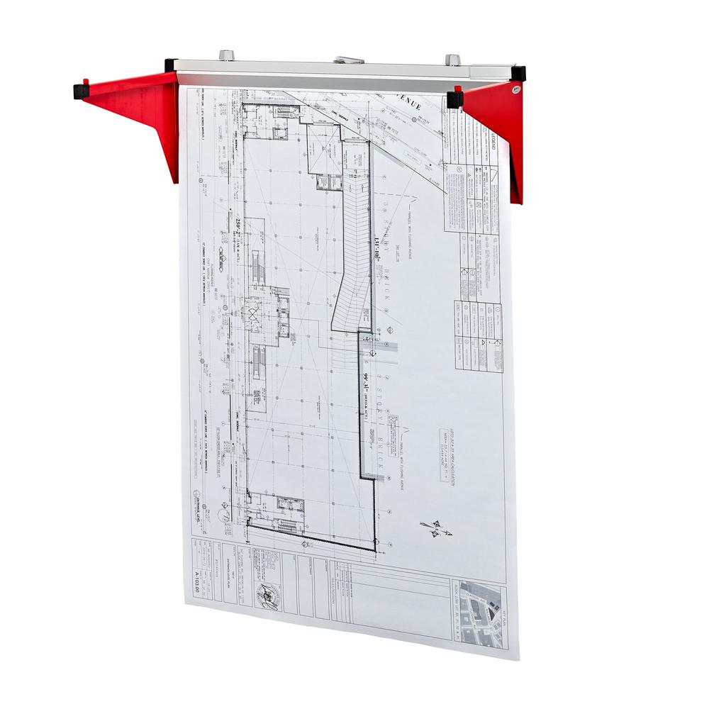 Drop/Lift Wall Rack for Blueprints, Red