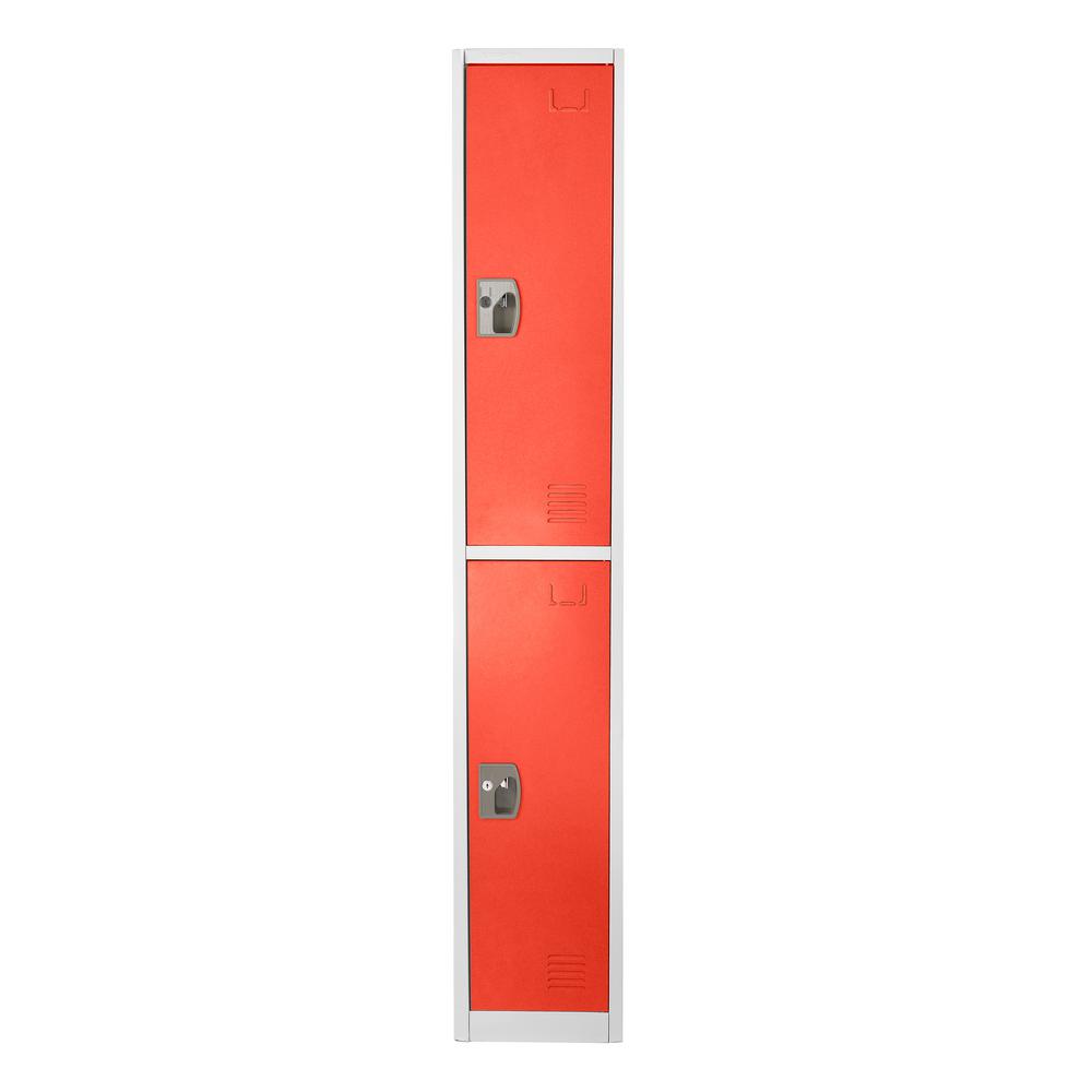 72 in. x 12 in. x 12 in. Double-Compartment Steel Tier Key Lock Storage Locker in Red (4-Pack)