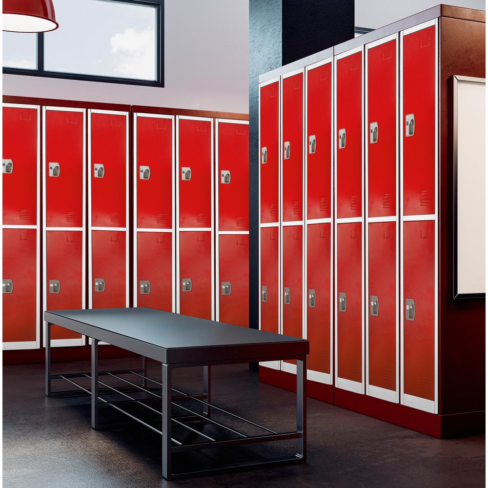 72 in. x 12 in. x 12 in. Double-Compartment Steel Tier Key Lock Storage Locker in Red (4-Pack)