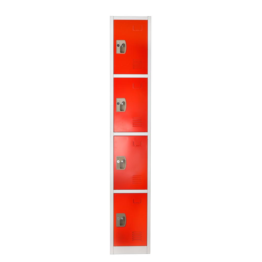 72 in. H x 12 in. W x 12 in. D 4-Compartment Steel Tier Key Lock Storage Locker in Red (4-Pack)