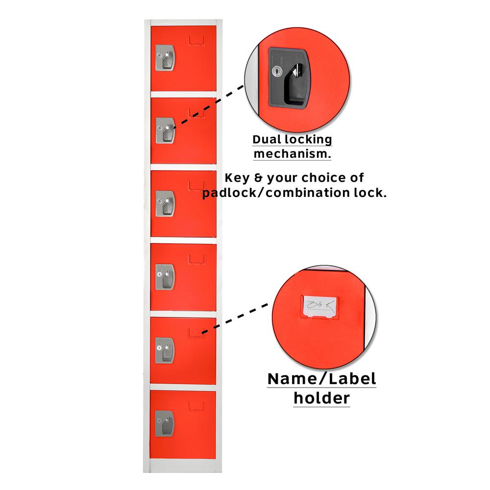 72 in. H x 12 in. W x 12 in. D 6-Compartment Steel Tier Key Lock Storage Locker in Red 2 Pack