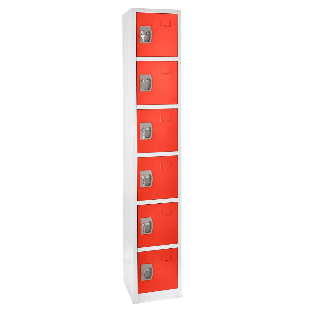 72 in. H x 12 in. W x 12 in. D 6-Compartment Steel Tier Key Lock Storage Locker in Red 2 Pack