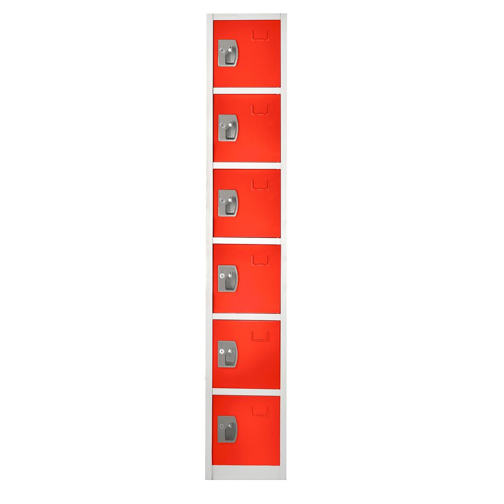 72 in. H x 12 in. W x 12 in. D 6-Compartment Steel Tier Key Lock Storage Locker in Red 2 Pack