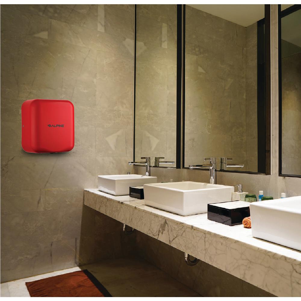 Hemlock Red Stainless Steel Commercial Automatic High Speed Electric Hand Dryer with Wall Guard