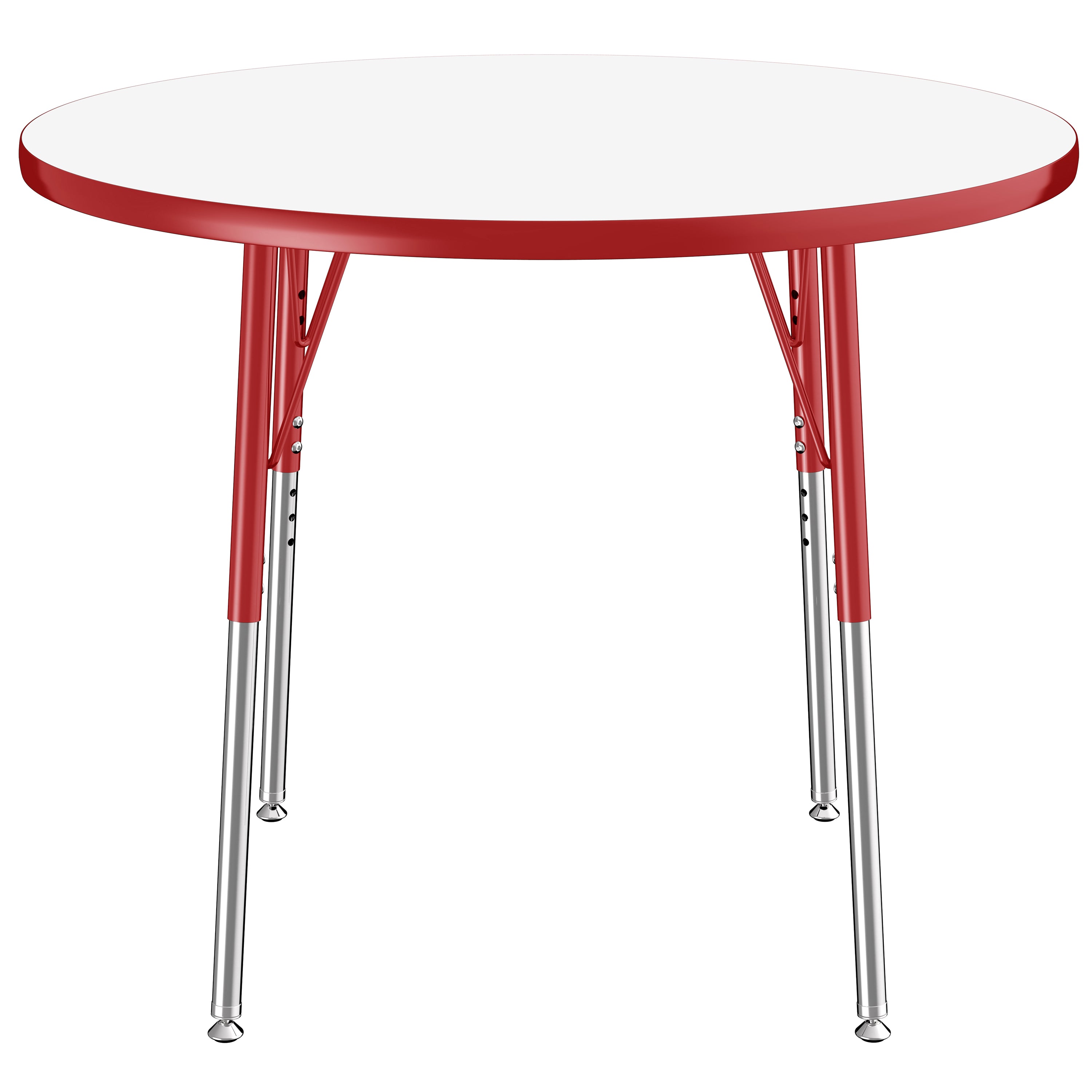 36" Round Dry-Erase Activity Table with Adjustable Standard Swivel Glide Legs - Whiteboard/Red