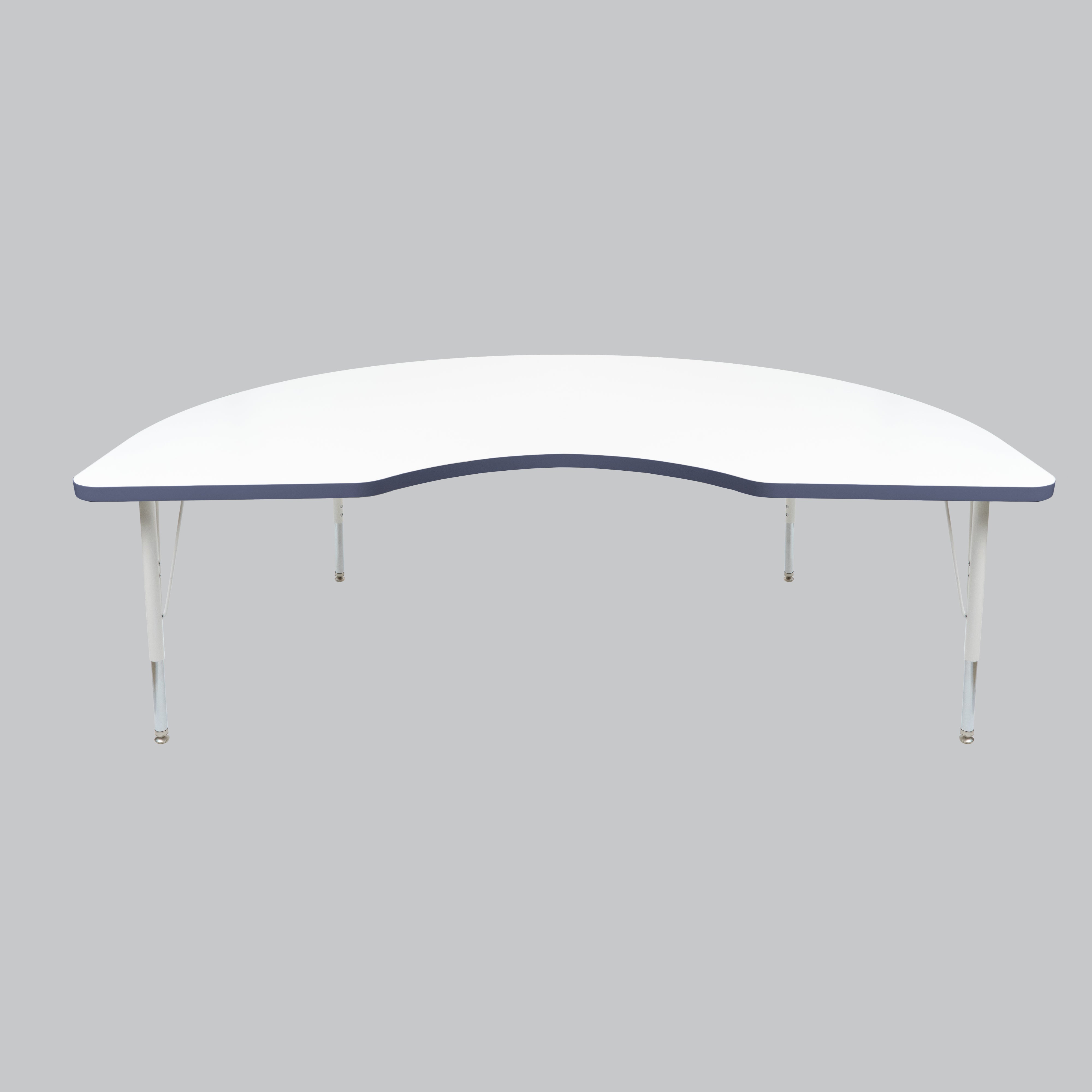 48" x 72" Kidney Thermofused Activity Table with Adjustable Standard Swivel Glide Legs - White/Navy/White