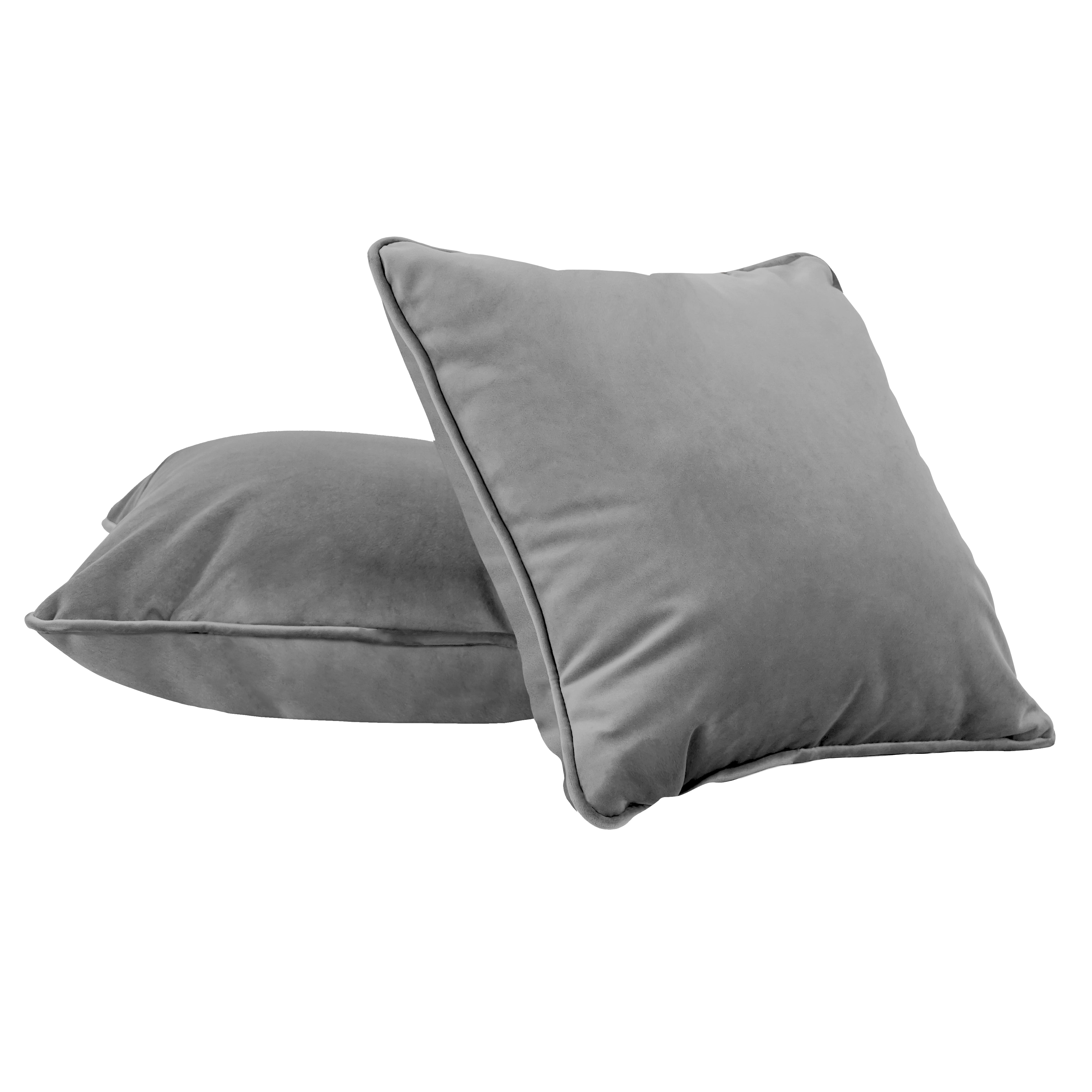 15" x 15" Square Microfiber Pillow with Piping, 2-Piece - Smoke