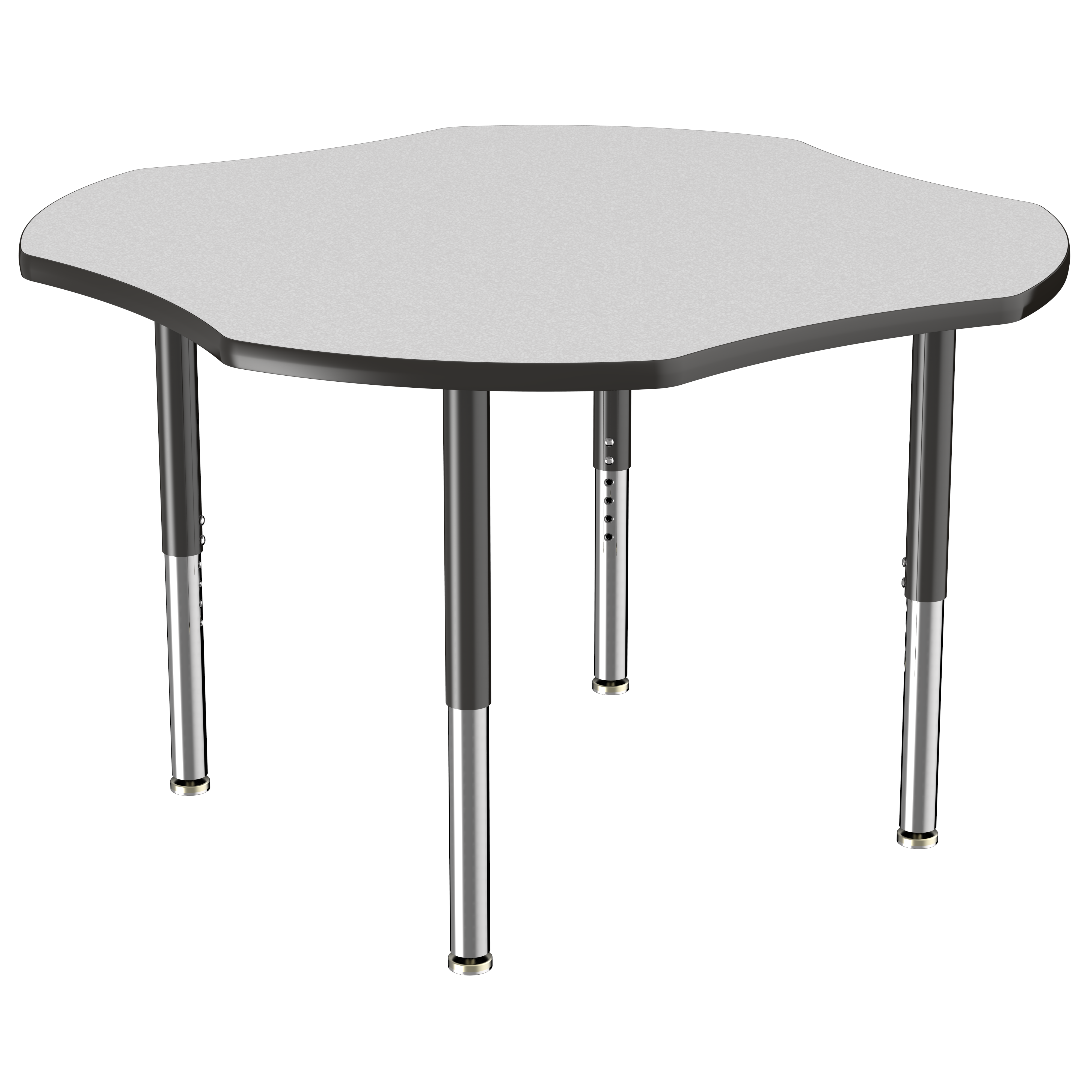 48" x 48" Clover T-Molding Activity Table with Adjustable Super Legs - Gray/Black