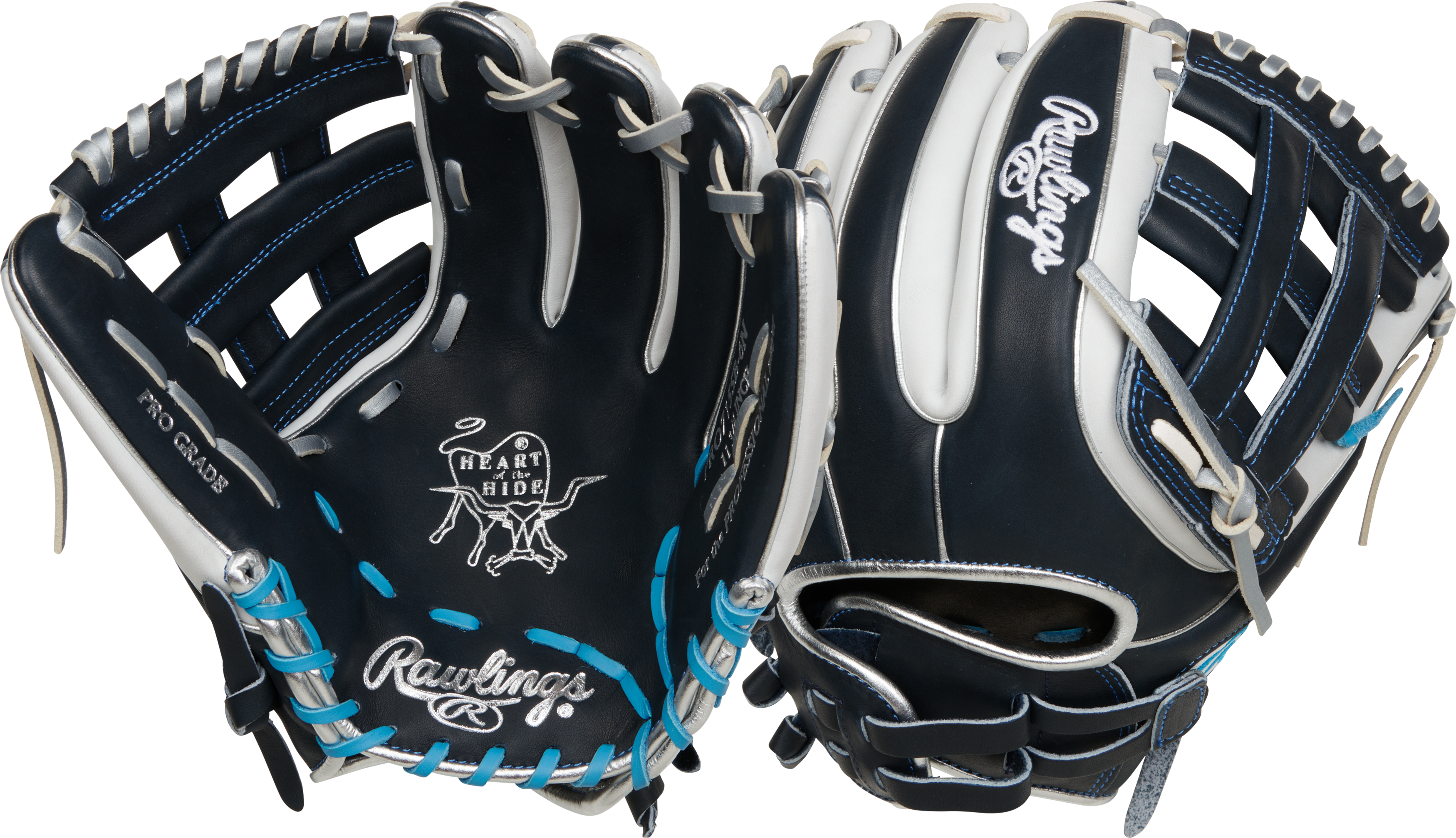 Rawlings Heart Of The Hide Series 11.75-Inch Softball Glove - Right Hand Thrower - Navy/White