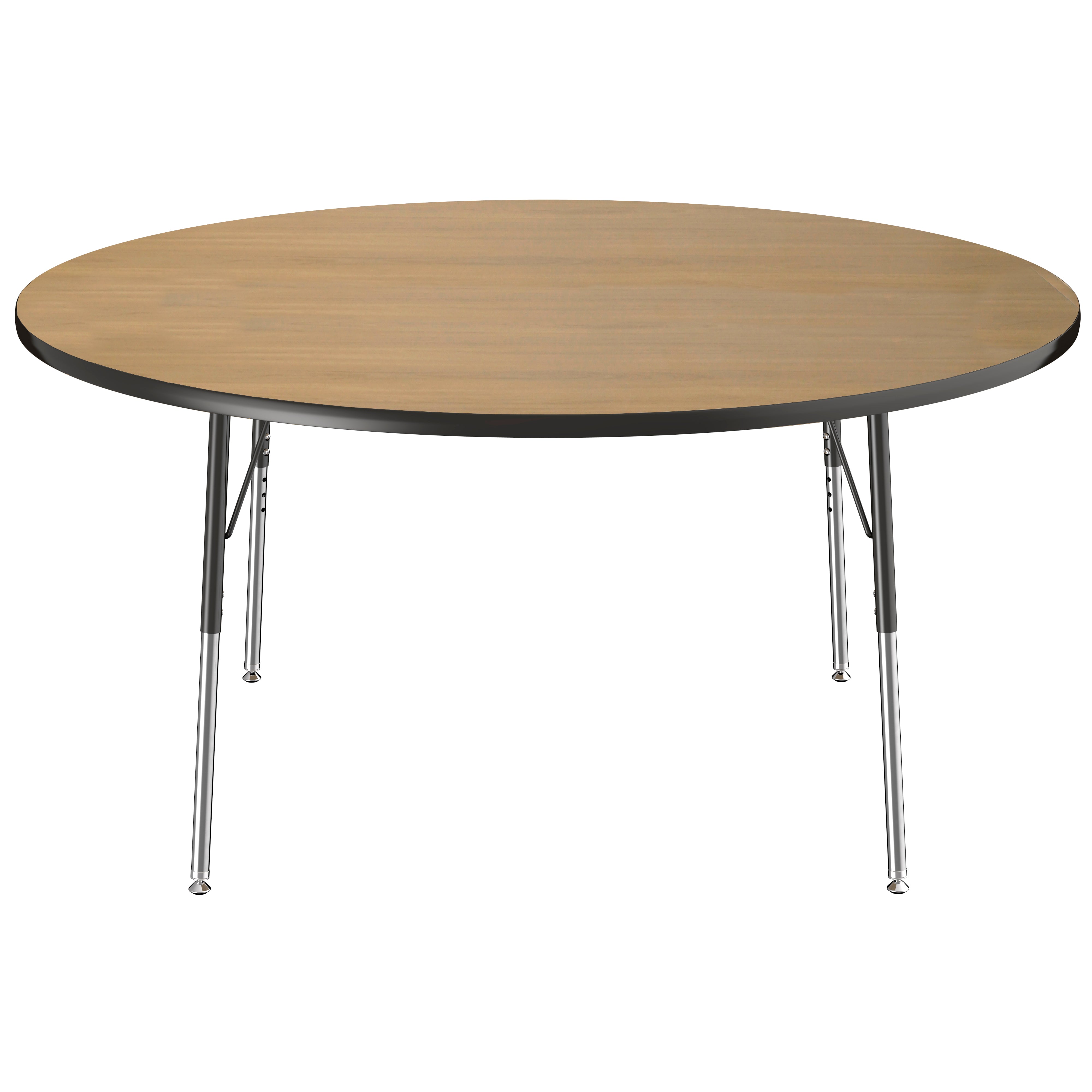 60" Round T-Molding Activity Table with Adjustable Standard Swivel Glide Legs - Pasadena Oak/Black