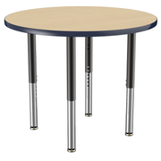 36" Round T-Molding Activity Table with Adjustable Super Legs - Maple/Navy/Black