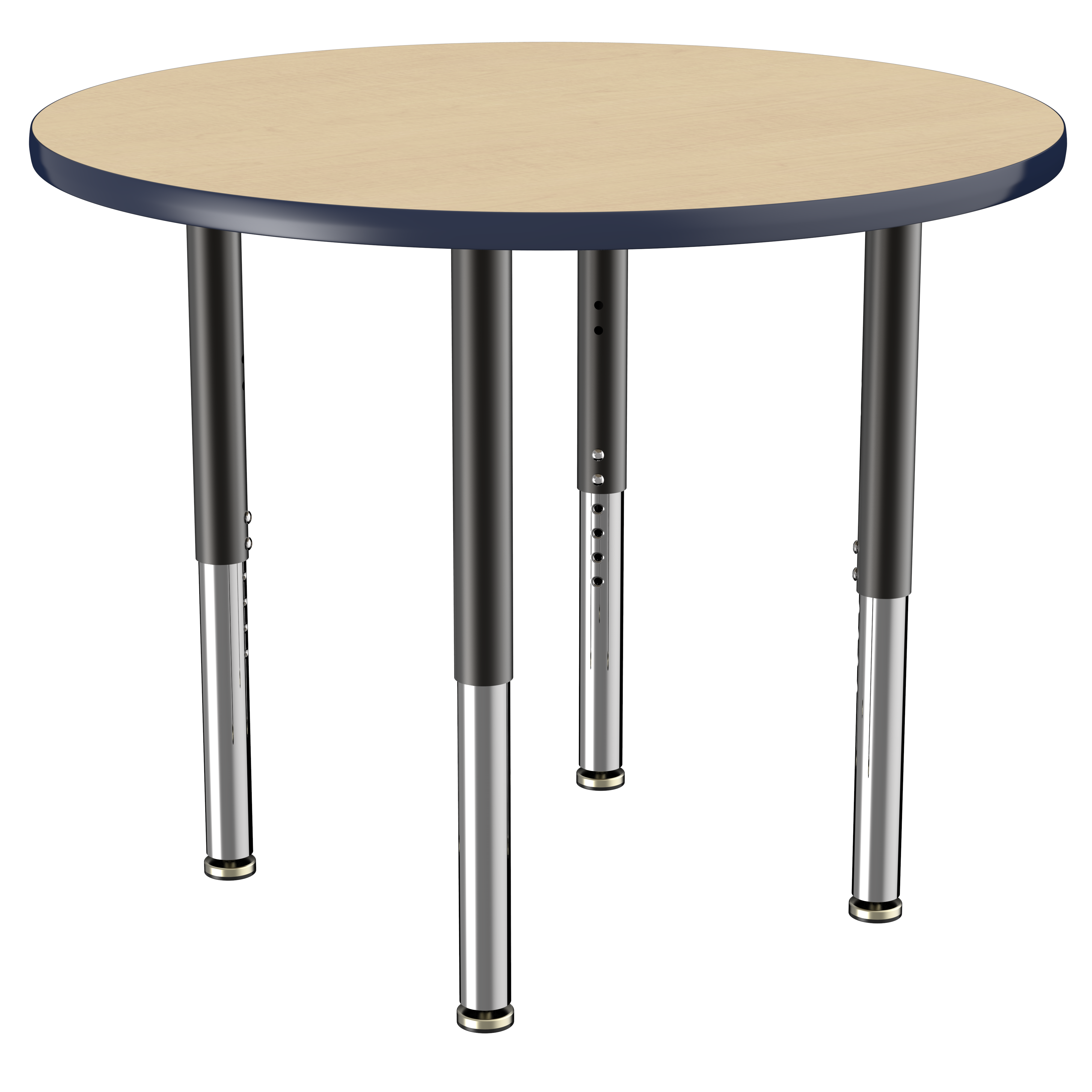 36" Round T-Molding Activity Table with Adjustable Super Legs - Maple/Navy/Black
