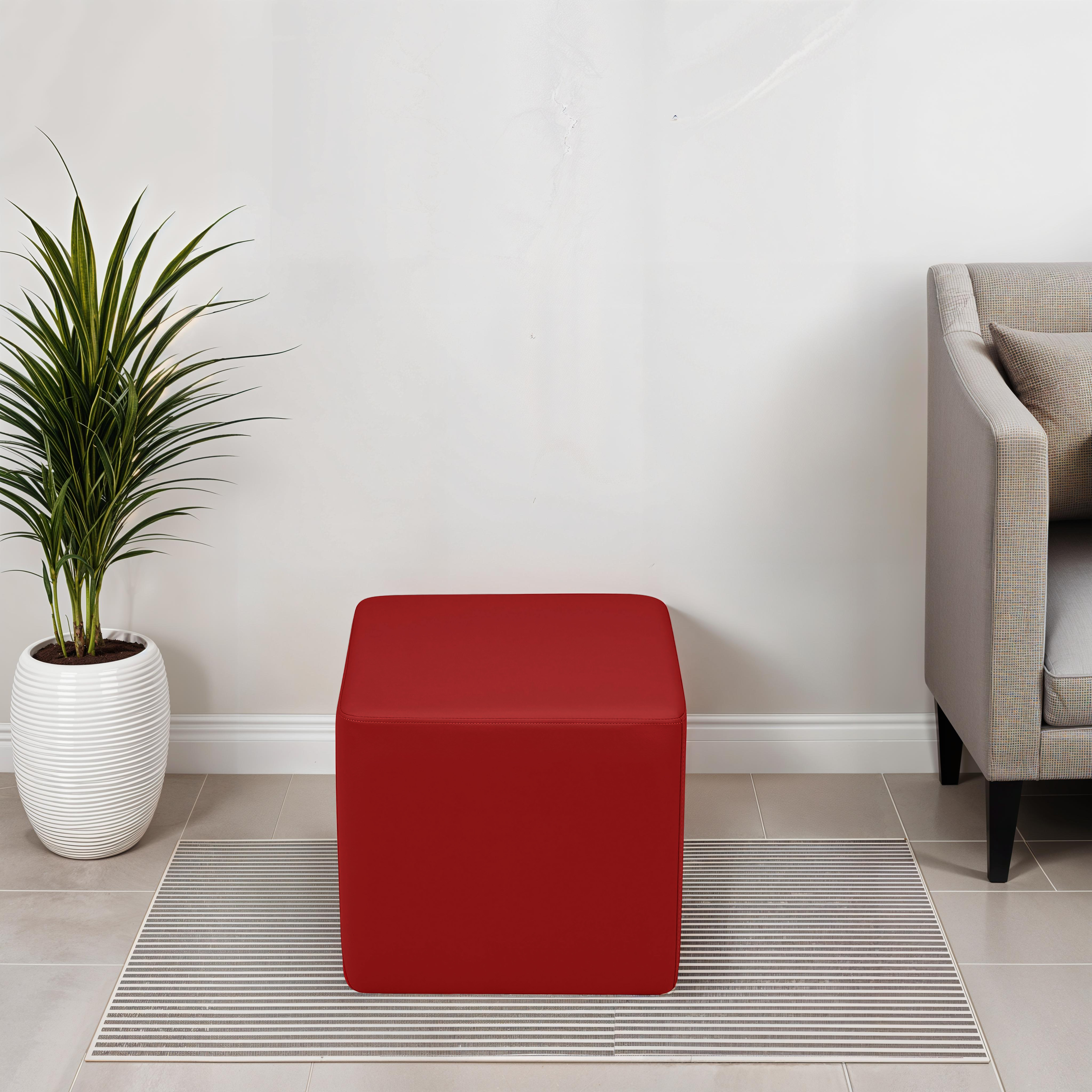 Pro Series Upholstered Square Ottoman 18" Height - Crimson