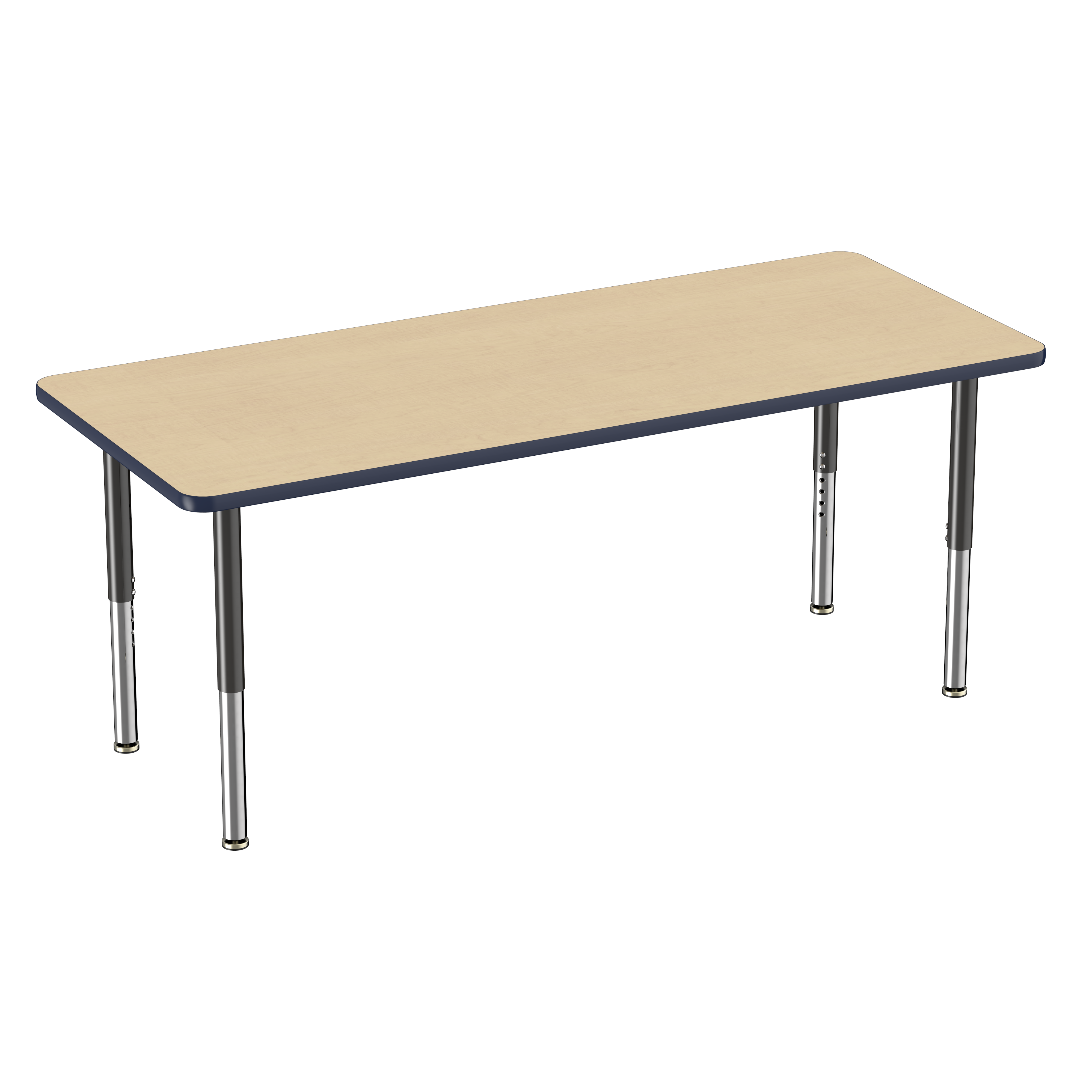 30" x 72" Rectangle T-Molding Activity Table with Adjustable Super Legs - Maple/Navy/Black