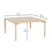 42" x 42" Square All-Purpose Activity Table with 20" Wood Legs