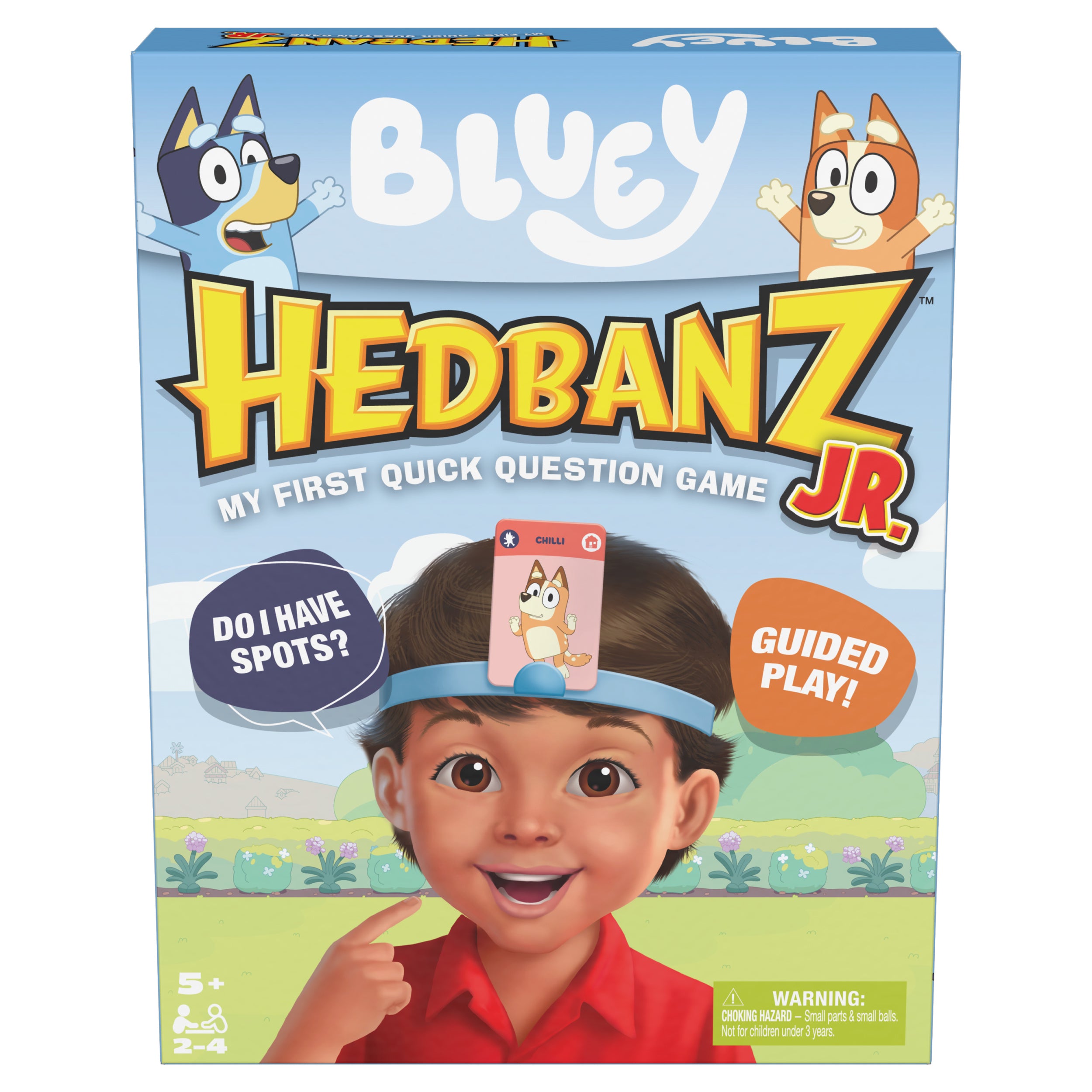 Spin Master Games, Bluey Hedbanz Jr., Picture Guessing Card Game, Includes Illustrations from Bluey, Quick Questions & Fast Fun, Easy to Play for Family & Kids, 2-4 Players, for Ages 5 & Up