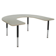 60" x 66" Horseshoe La Madera Activity Table with Adjustable Super Legs - Asian Sand/Black