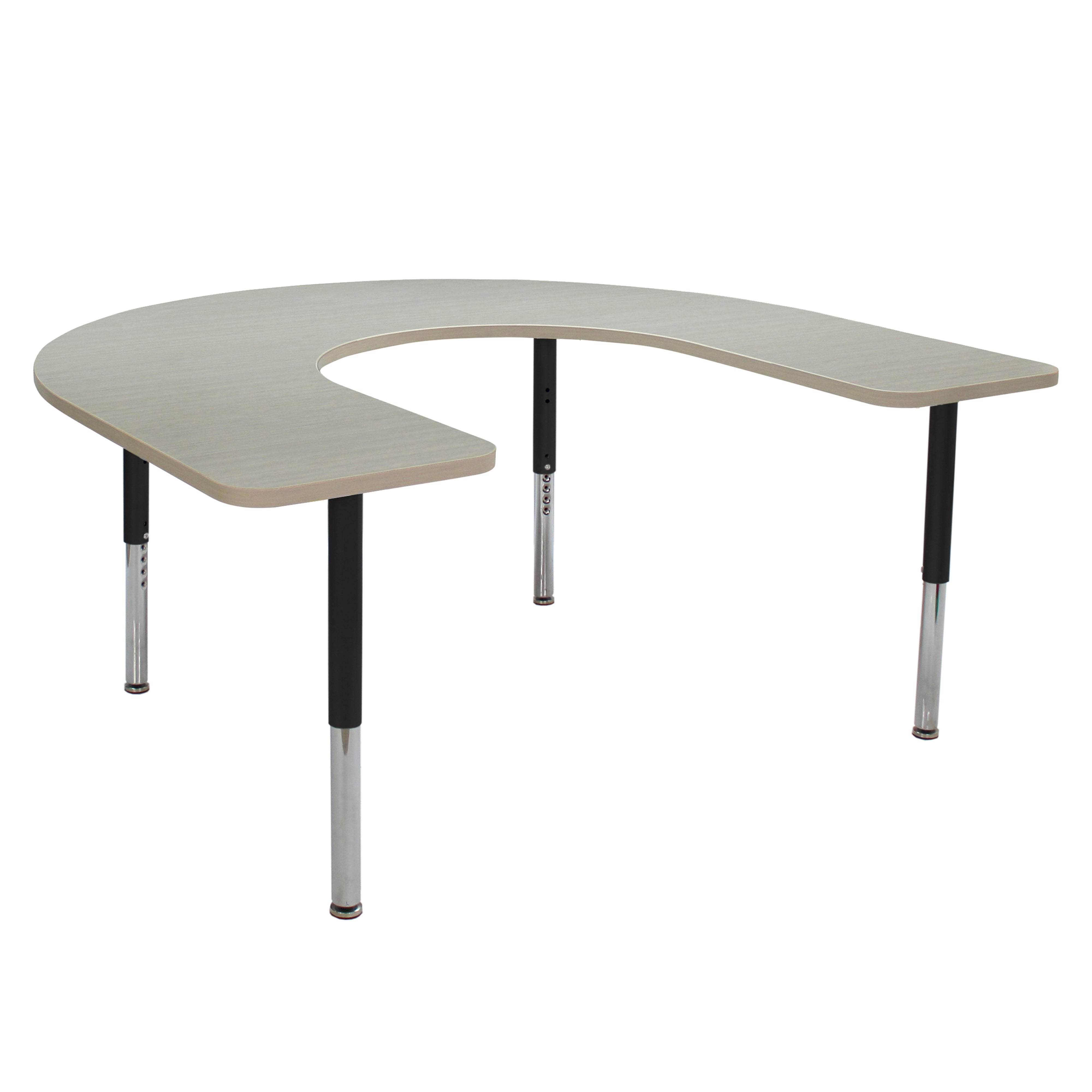 60" x 66" Horseshoe La Madera Activity Table with Adjustable Super Legs - Asian Sand/Black