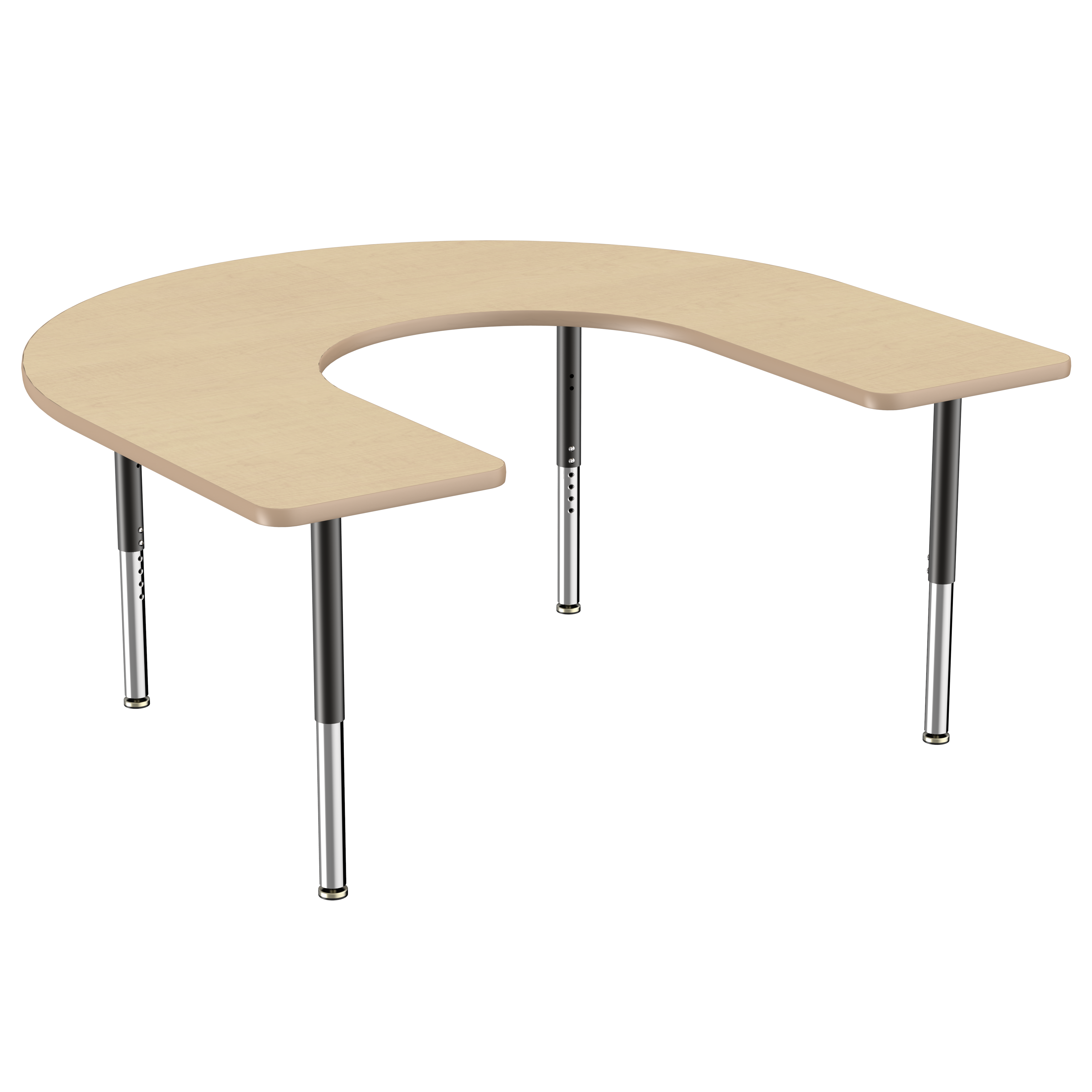 60" x 66" Horseshoe T-Molding Activity Table with Adjustable Super Legs - Maple/Maple/Black